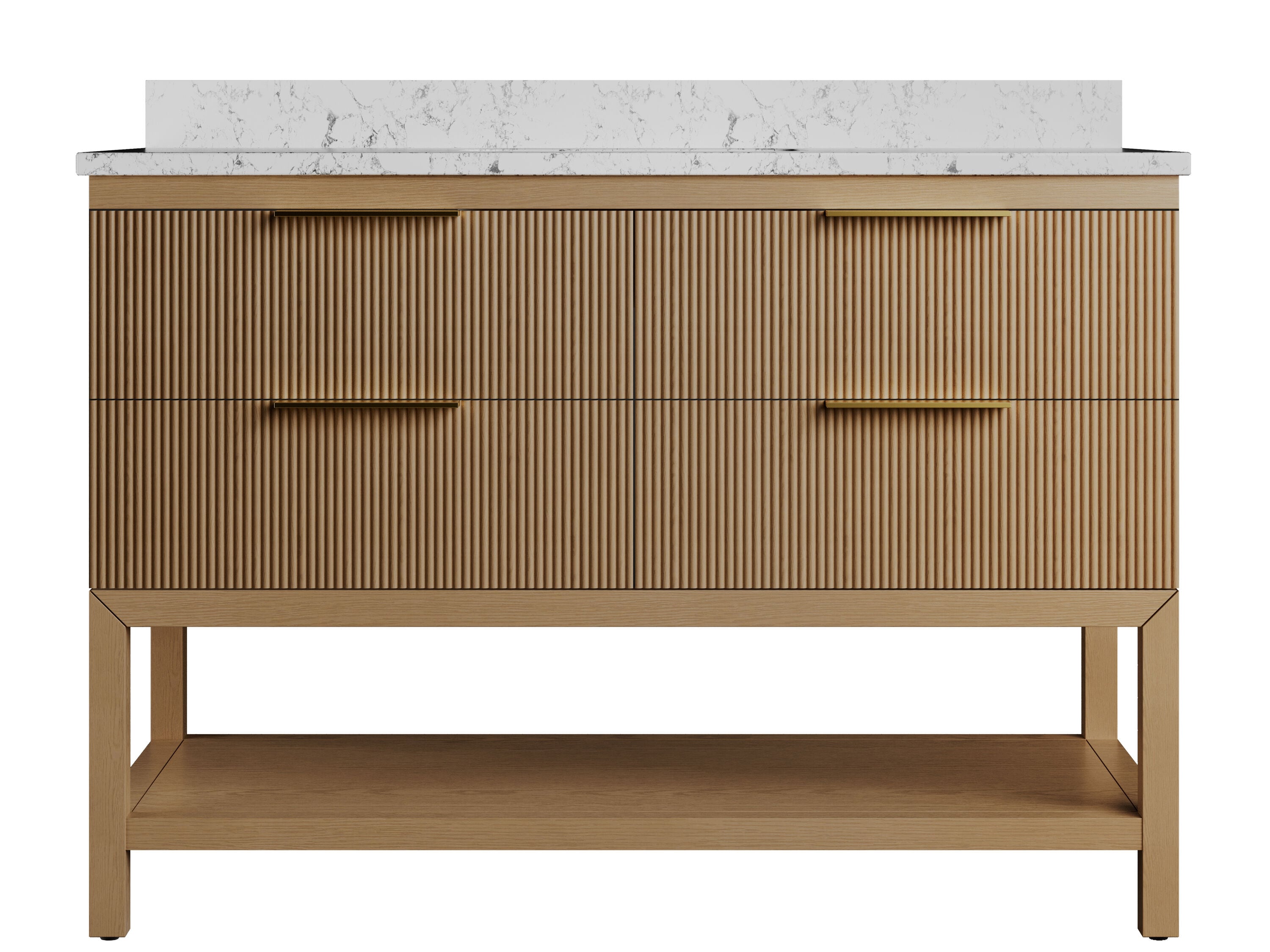 WonderLand Hive 48-in Warm Beige Undermount Single Sink Bathroom Vanity with Calacatta Lumus Engineered Marble Top