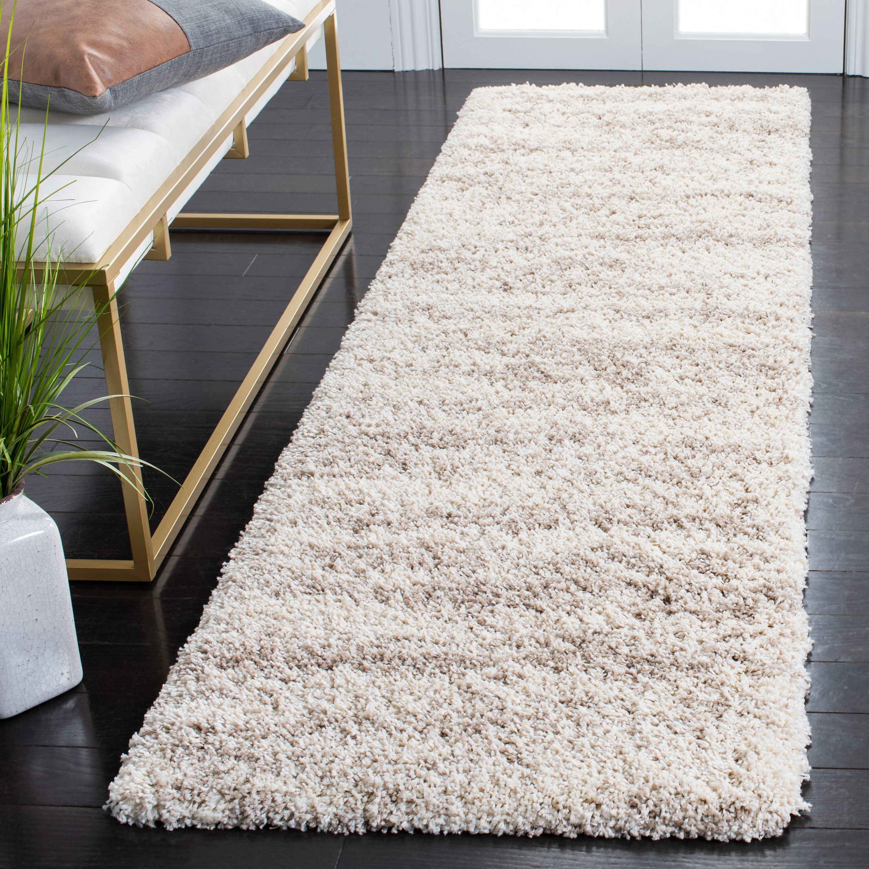 Safavieh SGH206B-28 Hudson Shag 206B Ivory Beige Shag Flokati Runner 2ft-3-in x 8ft Rug