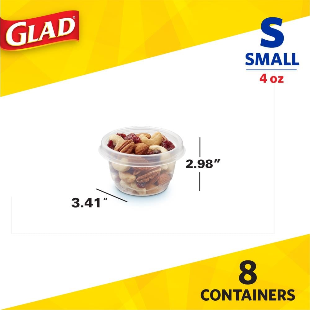 Glad Mini Round Food Storage Containers with Lids - 8 pk - Clear/Blue, 4 oz  - Foods Co.