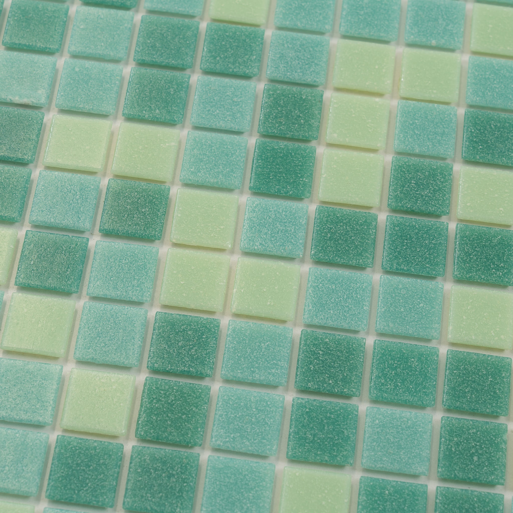 Mingles 12" x 12" Glossy Green Glass Mosaic Tile