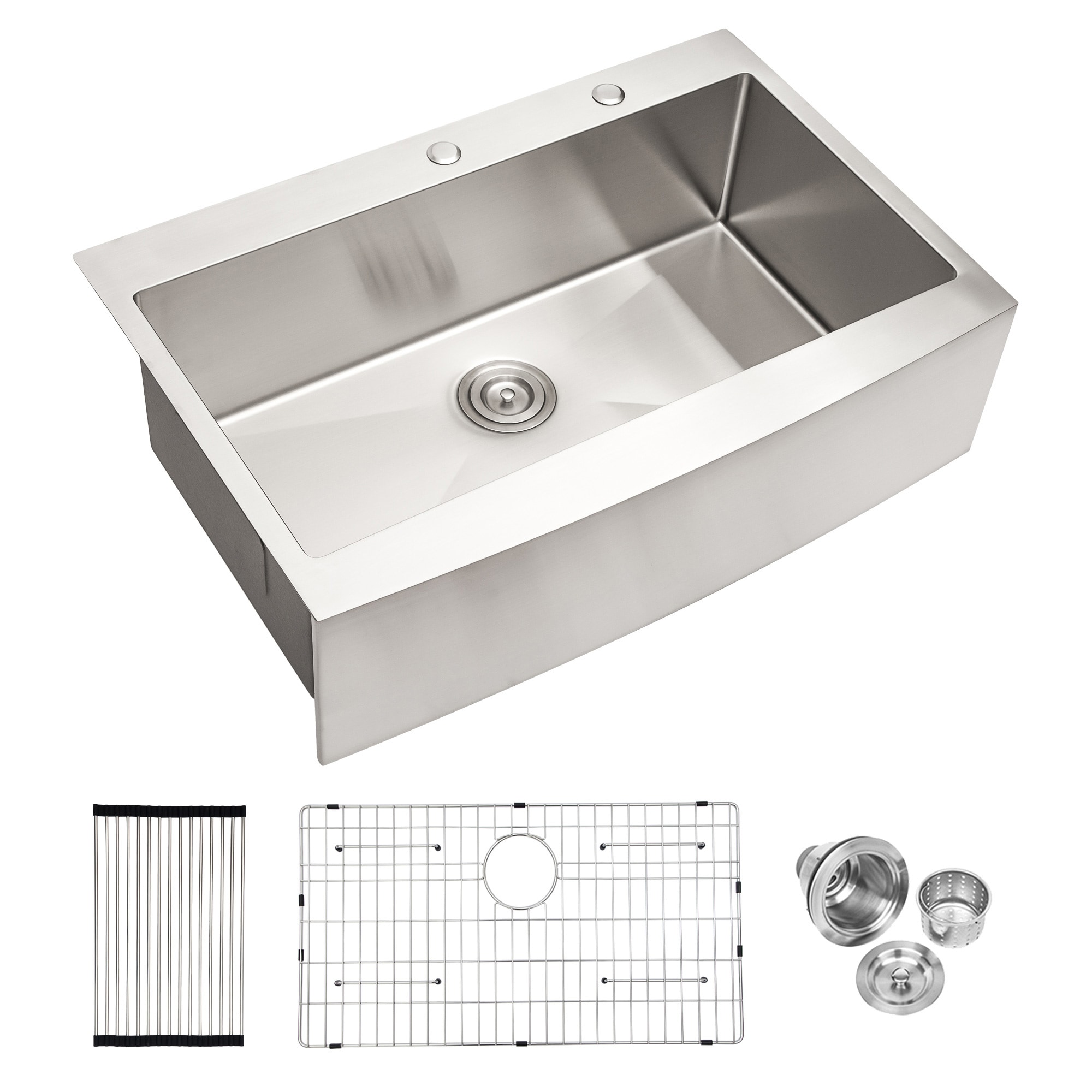 Forclover KCS-P03 Farmhouse apron front 33-in x 22-in Stainless steel Single bowl 16 -Gauge Kitchen Sink