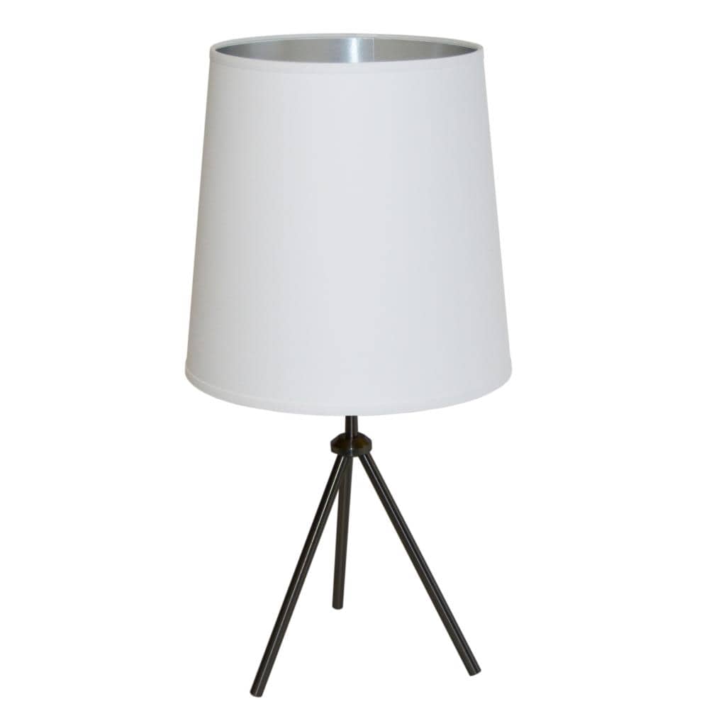 Tripod Table Lamp With Fabric Shade, Black Tripod Table Lamp With White Shade