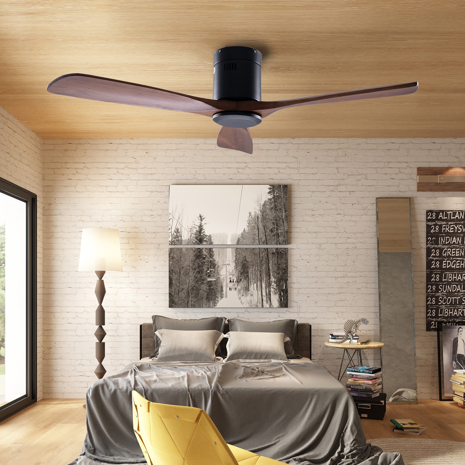 FUFU&GAGA LJY-KF020229-01 52.0-in Outdoor Brown with Brown Blades Ceiling Fan Without Light - Remote Included ( 3.0 -Blade )