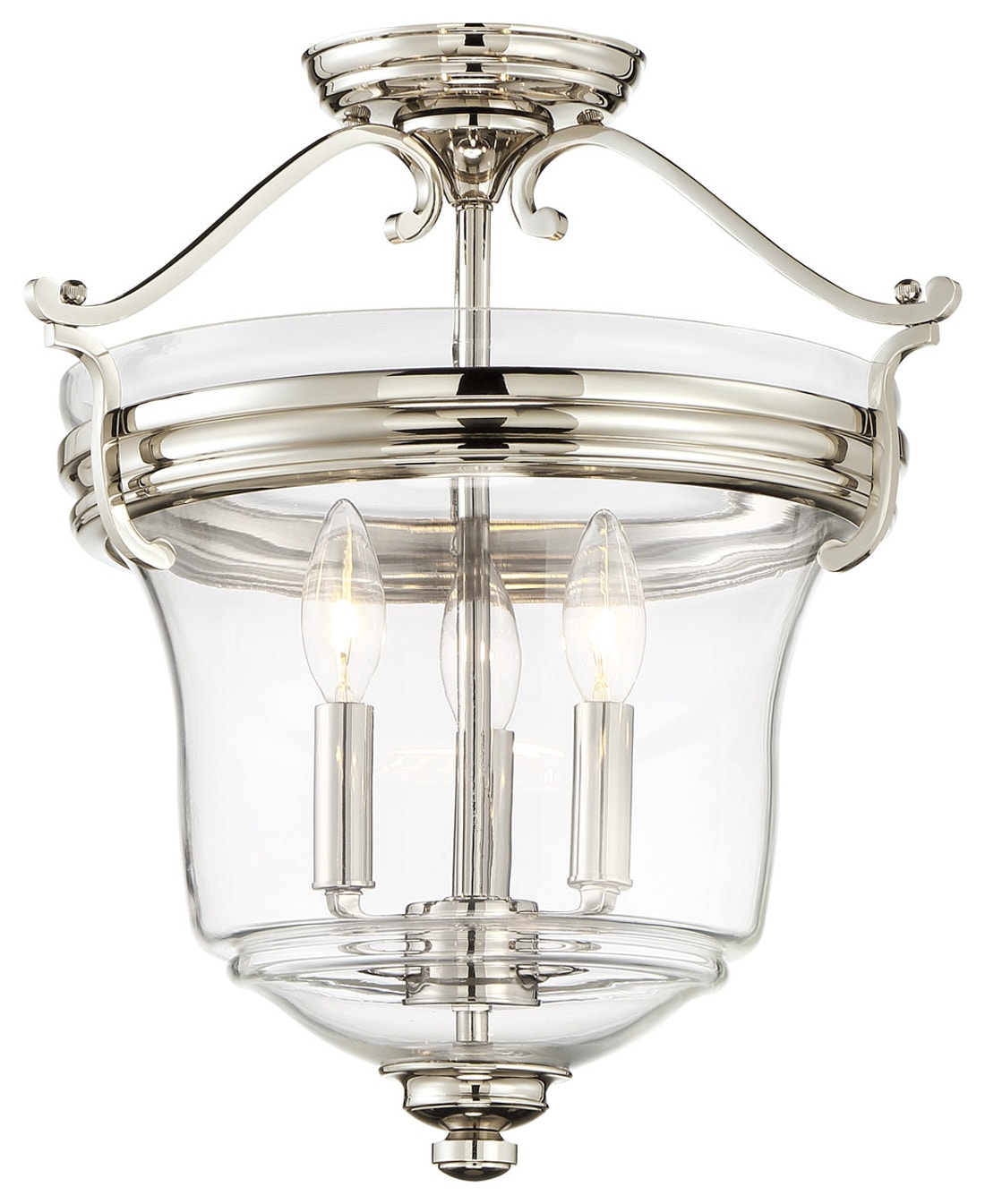 Audrey's Point Polished Nickel 3-Light Transitional Chandelier