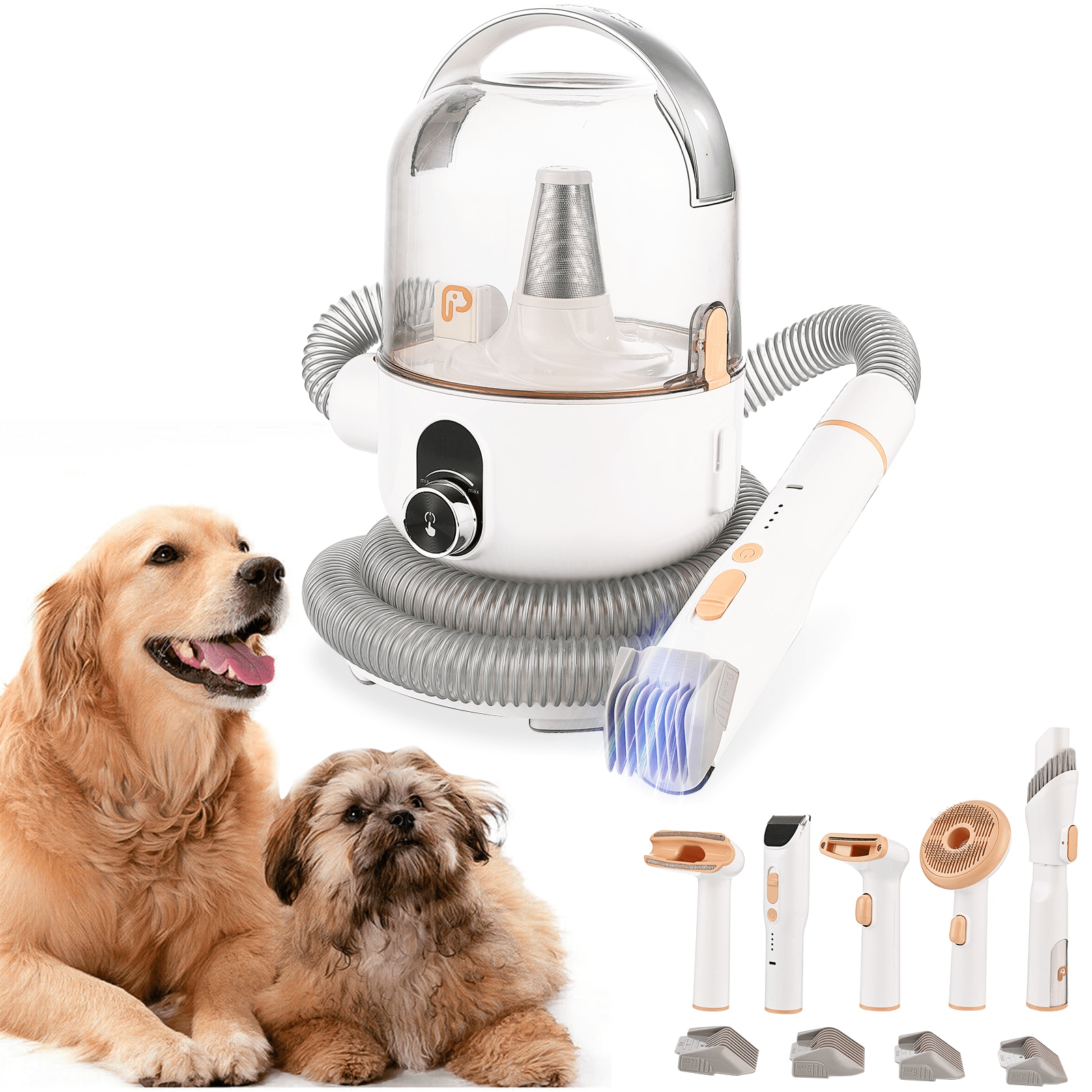 Qeetex LSHQQPHO-0Y50XURZ Dog Hair Vacuum Cleaner and Grooming Set 2L Dust Cup with 5 Grooming Tools High Suction Power Low Noise Orange