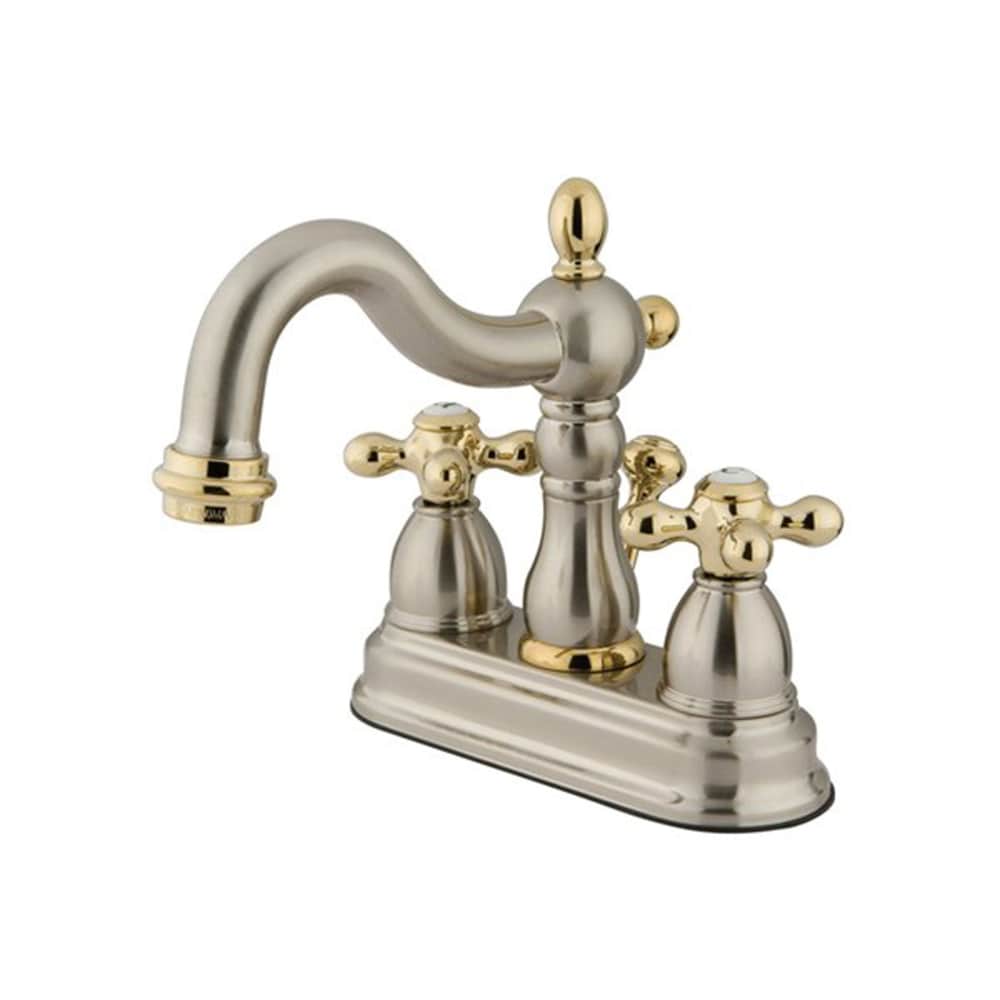 Elements of Design New Orleans Brushed Nickel/Polished Brass 4-in centerset  2-handle Bathroom Sink Faucet with Drain (3.25-in) in the Bathroom Sink  Faucets department at