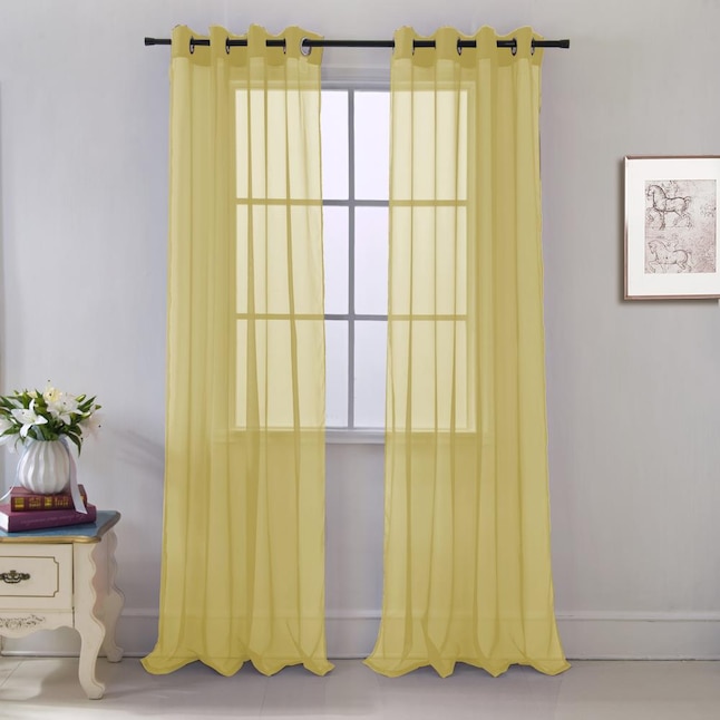 Polyester Sheer Grommet, Bright Yellow Sheer Curtains