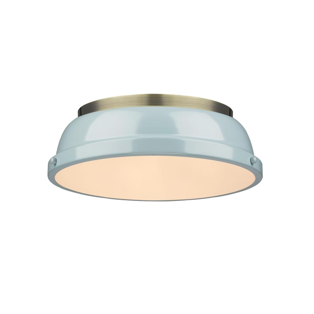 Golden Lighting 3602-14 AB-SF Duncan 2 -Light 14-in Brushed Brass Flush Mount Light