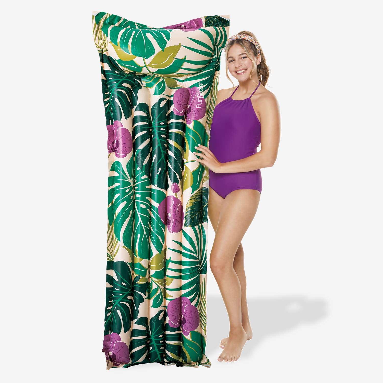 Funsicle  Fiji Vacay Eezy Breezy Mat 5-ft 5-in Inflatable Float with Air Pillow