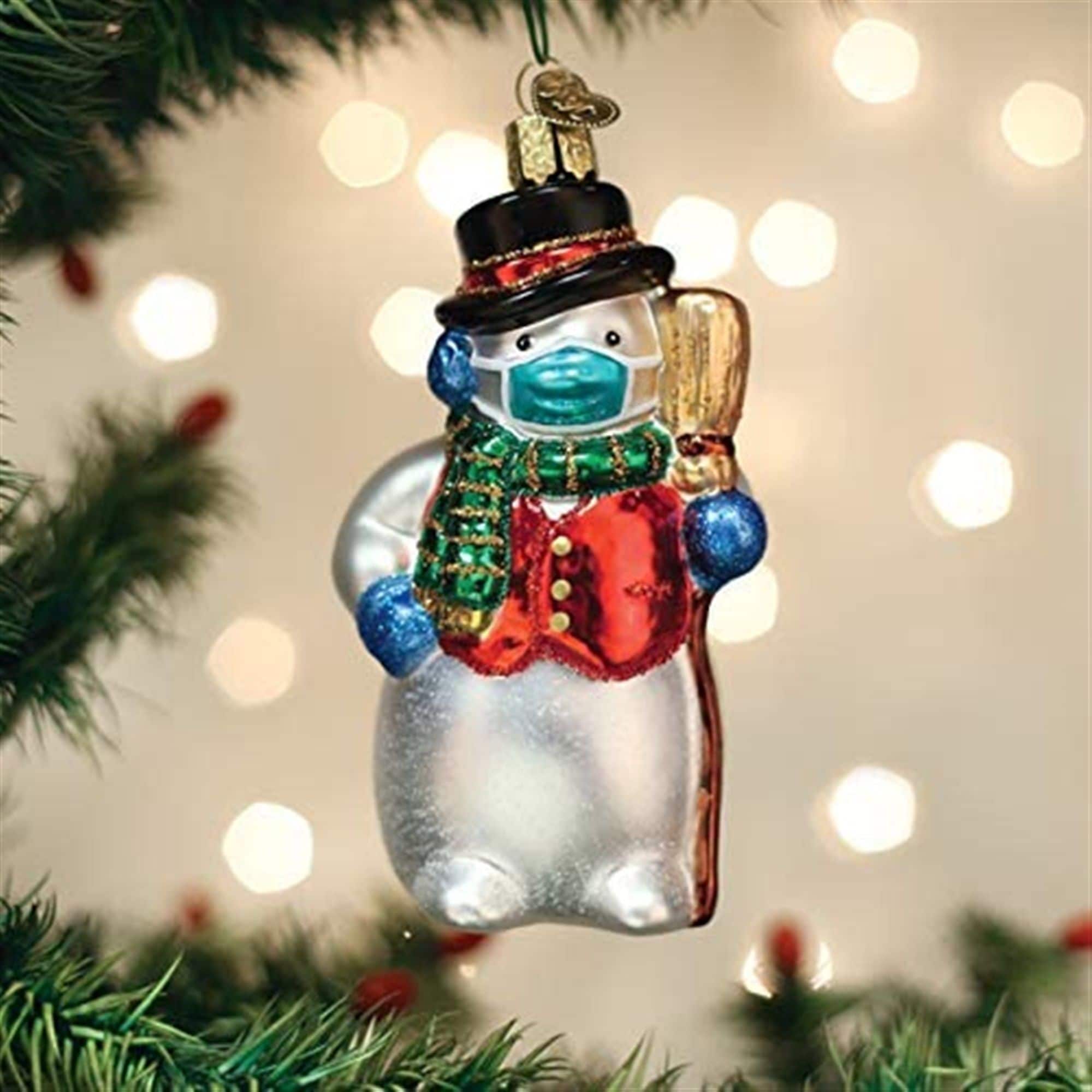 Old World Christmas 729343242099 Glass Blown Ornament - Snowman with Face Mask