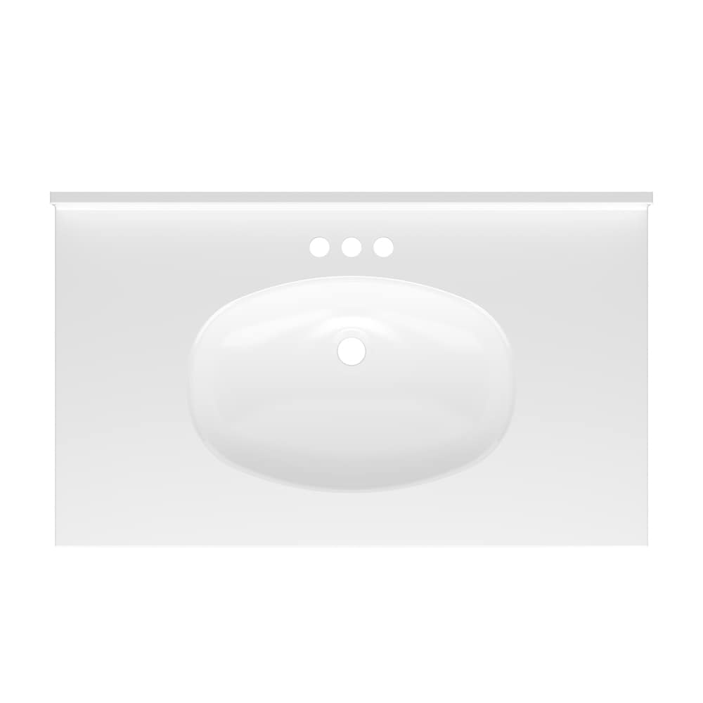 Project Source MP237-3 Cultured Marble Vanity Tops 37-in x 22-in White Cultured Marble Single Sink 3-Hole Bathroom Vanity Top