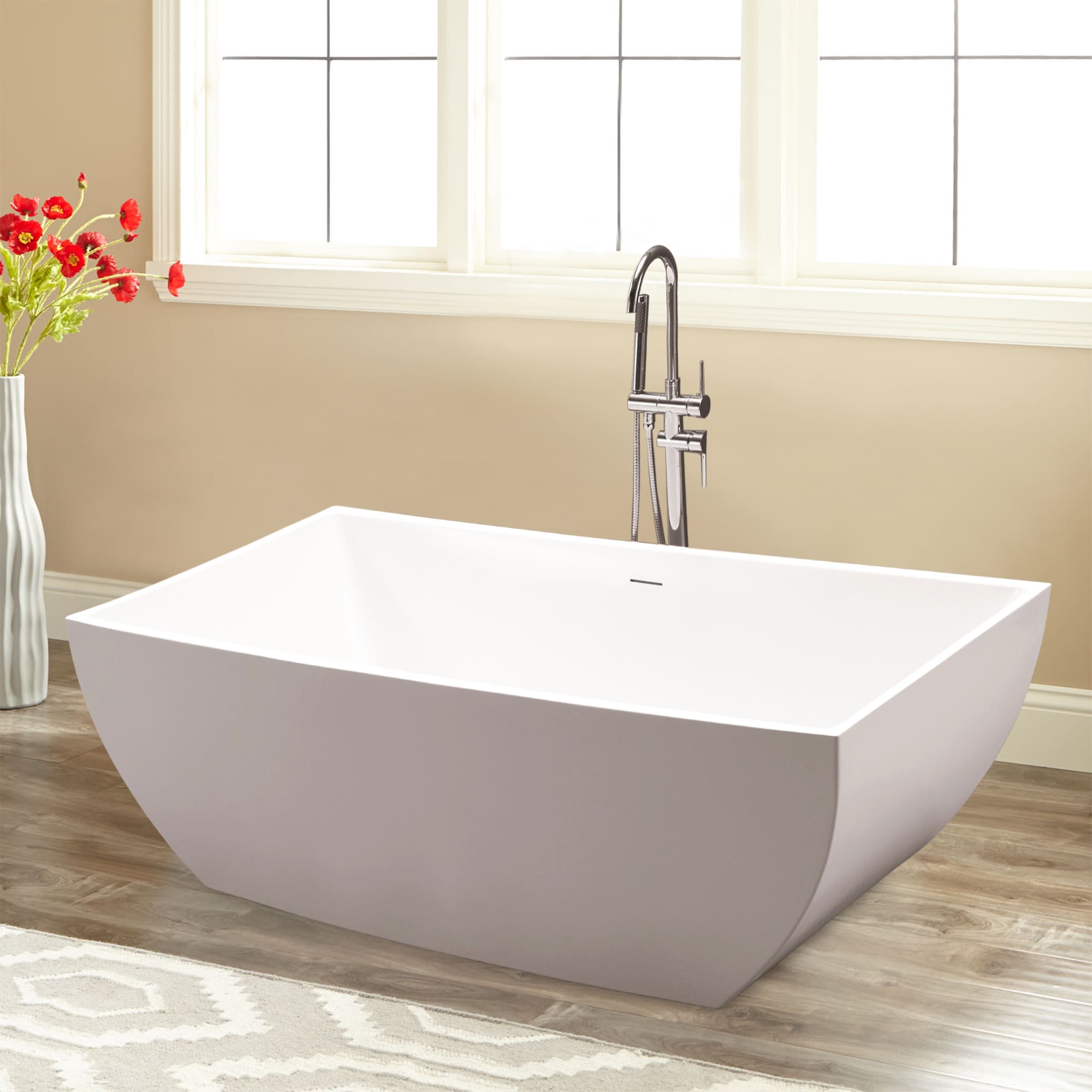 60'' x 32'' Freestanding Tub with Integrated Waste and Overflow in