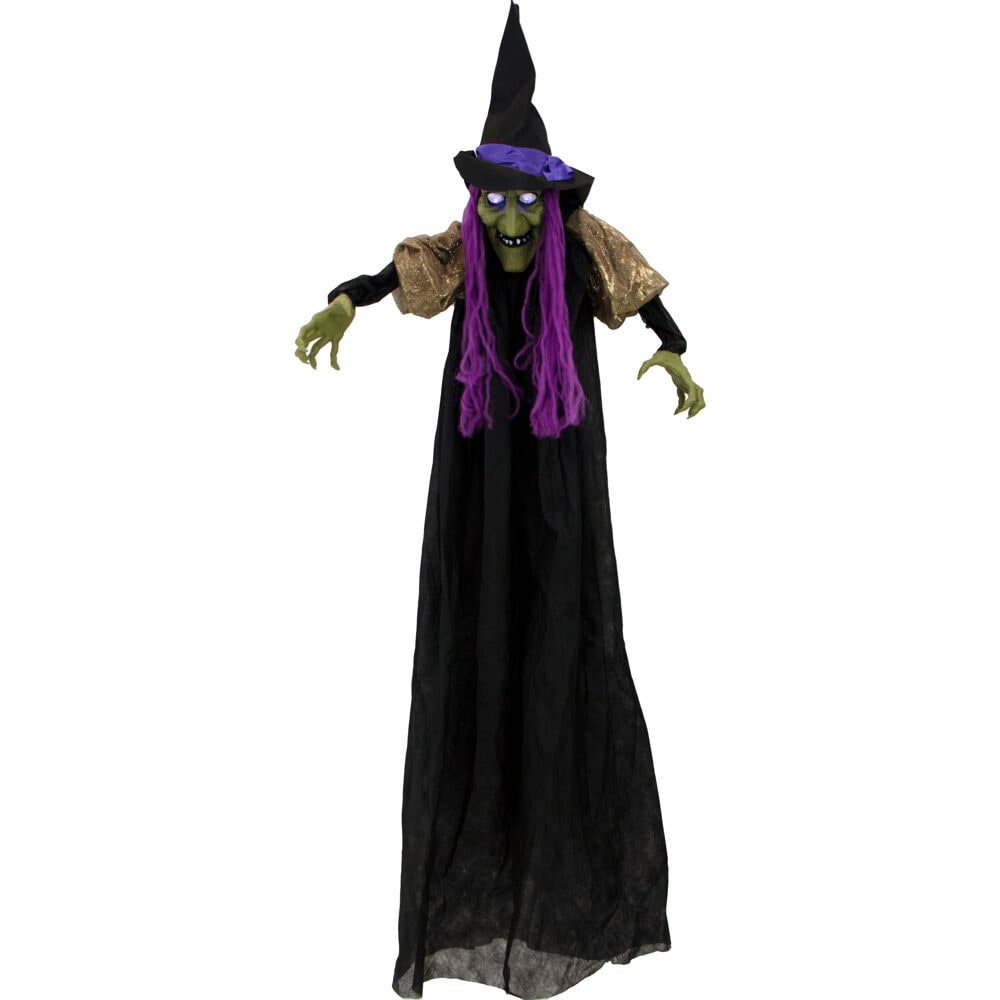 Haunted Hill Farm 69-in Talking Lighted Witch Figurine in the Halloween ...