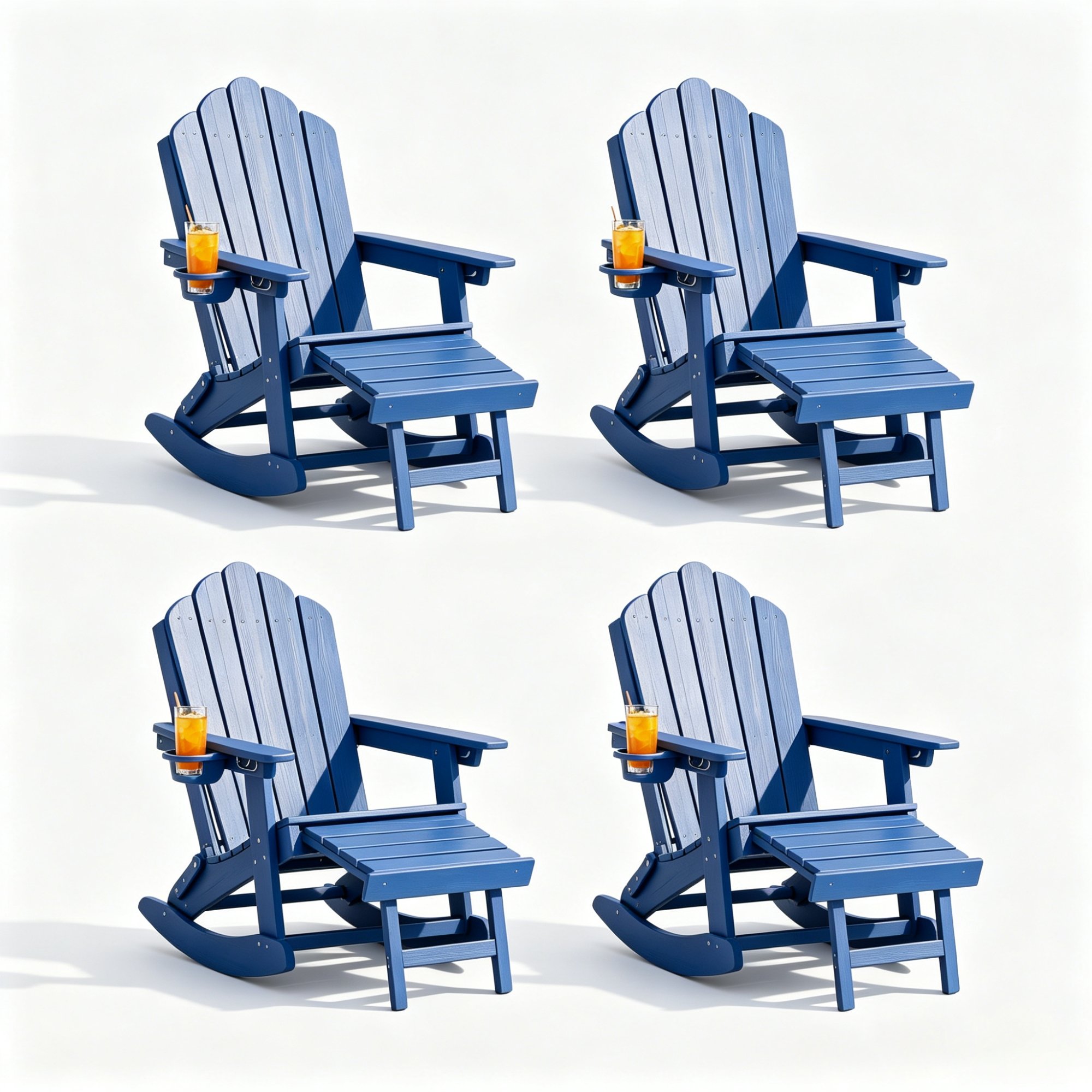Decksplore 4 Pack Folding Adirondack Rocking Chair with Retractable ...