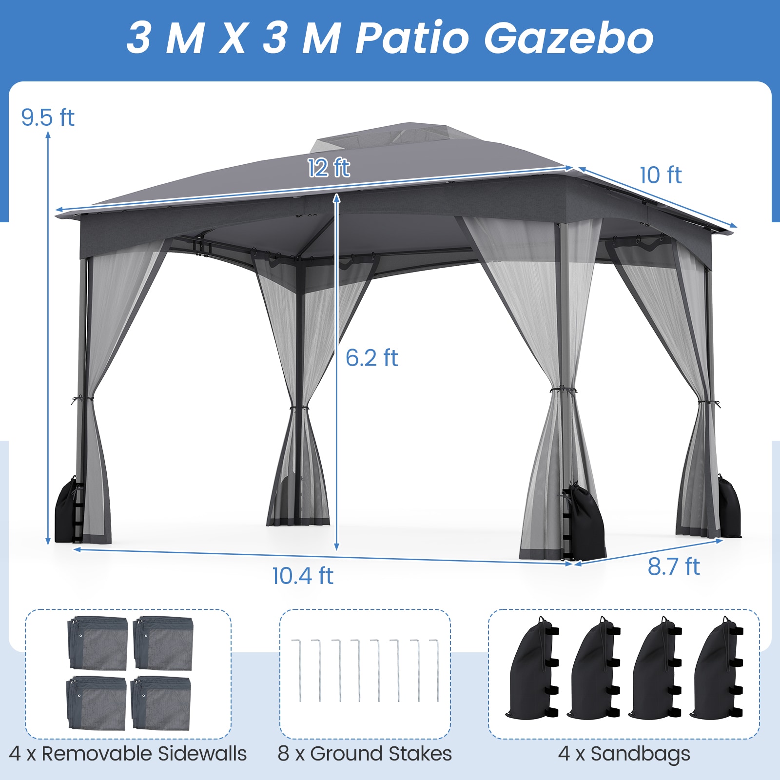 Slickblue D-CO-RG44521PN Wood-Resin-Gazebos - View #4