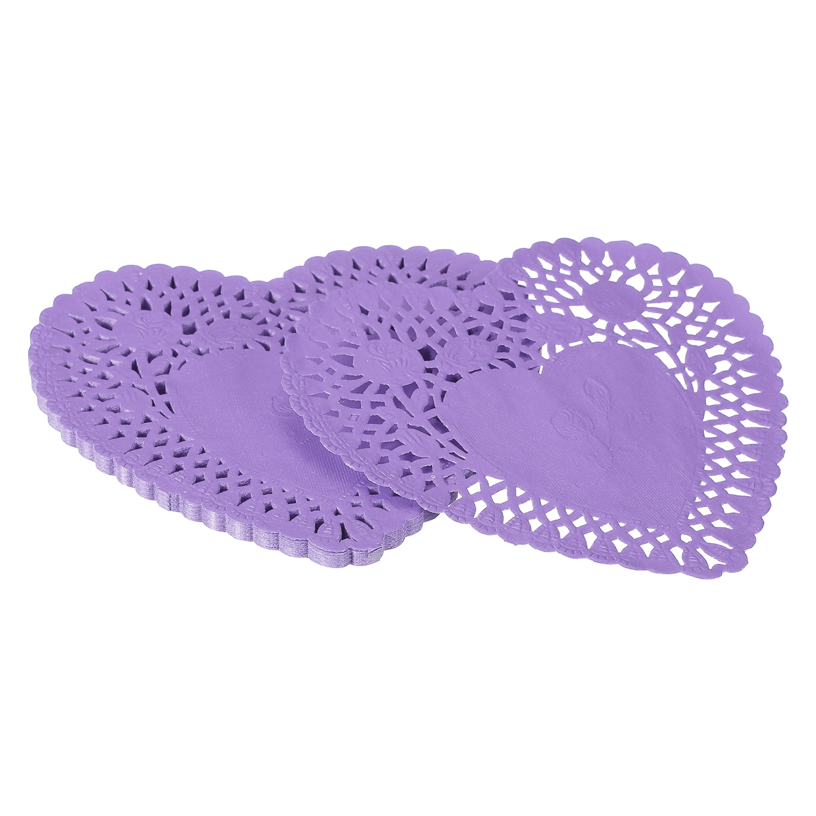 Unique Bargains Paper Doilies Heart Paper Lace Doilies Disposable Placemats Modern Tableware Decorative Bulk -Fitting for (Cakes/Desserts/Baked Grilled Fried Food) 6 Inch 100pcs Purple