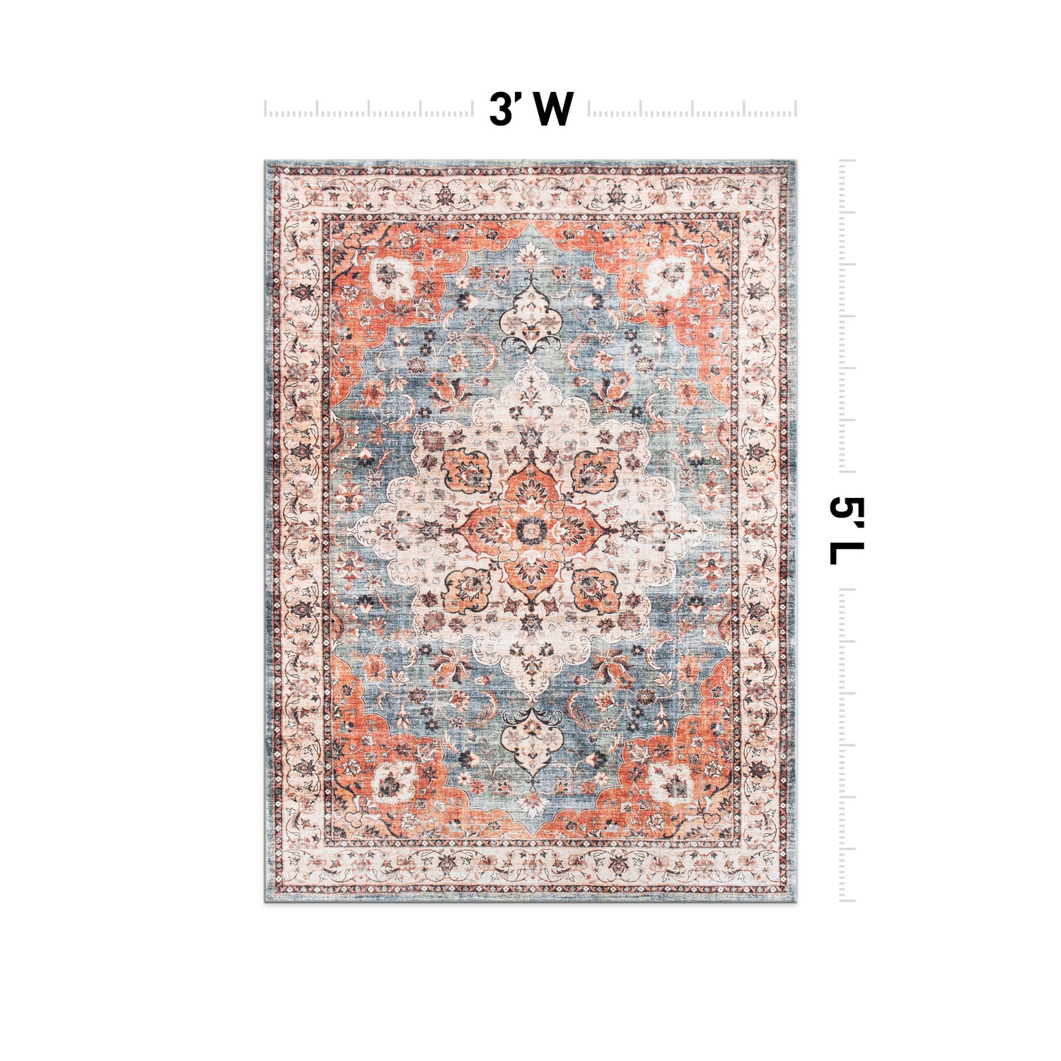World Rug Gallery WR65MULTI3X5 Stanford 3 x 5 (ft) Flatweave Multi Rectangular Indoor Distressed/Overdyed Oriental Machine washable Pet Friendly Area rug