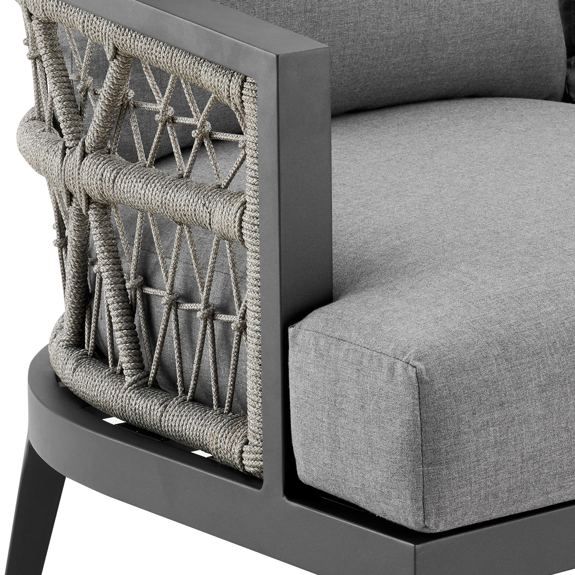 Zelda Gray Aluminum Outdoor Patio Sofa with Cushions