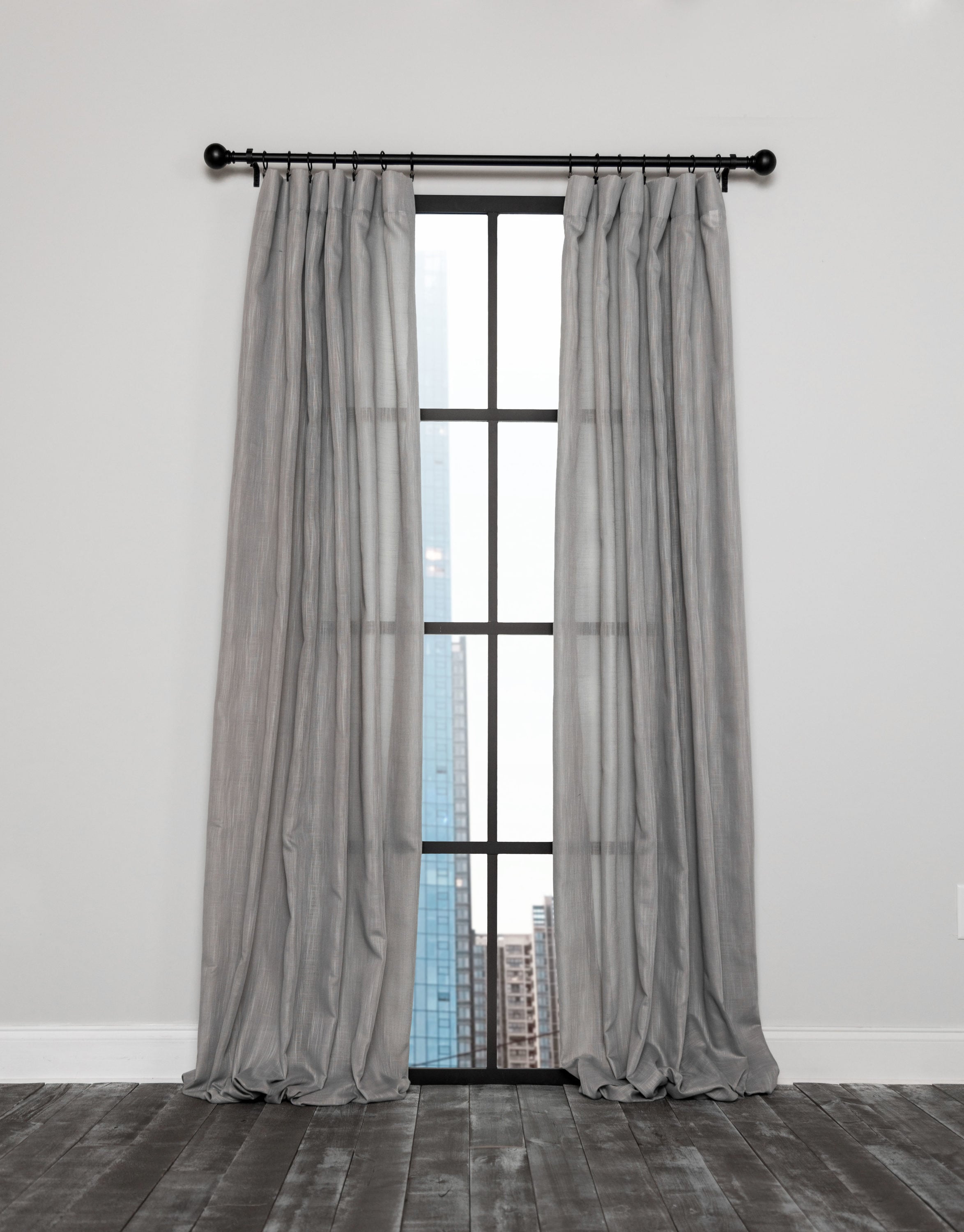 MANOR LUXE ML1932354108GY 108-in Gray Semi-sheer Rod Pocket Single Curtain Panel