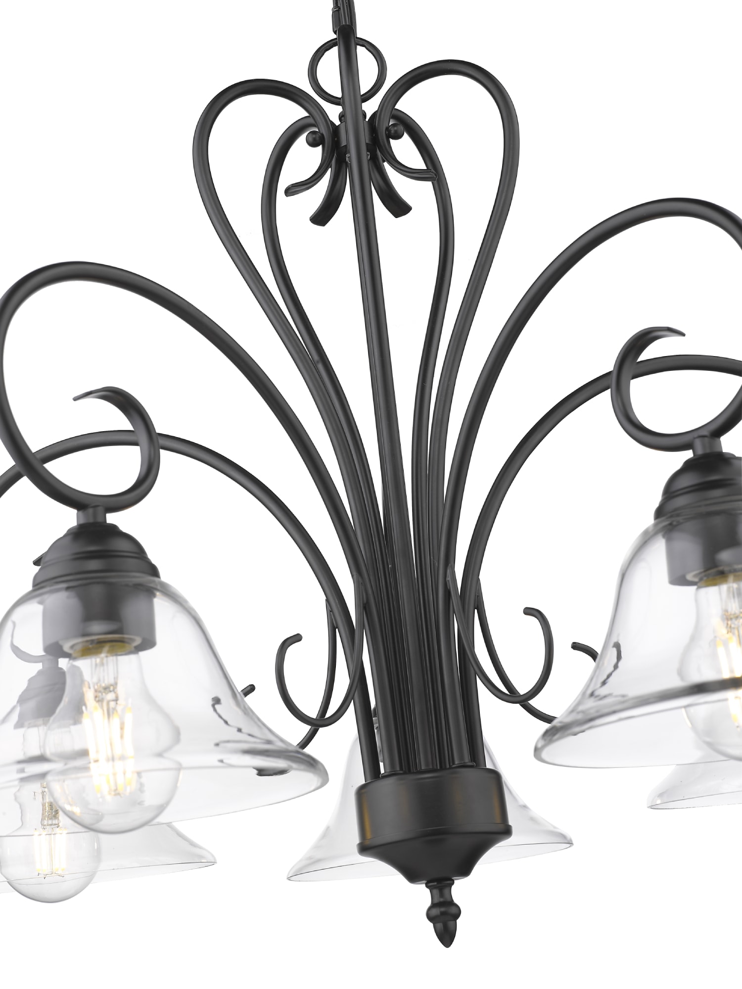 Homestead Transitional 5-Light Chandelier in Matte Black with Clear Glass