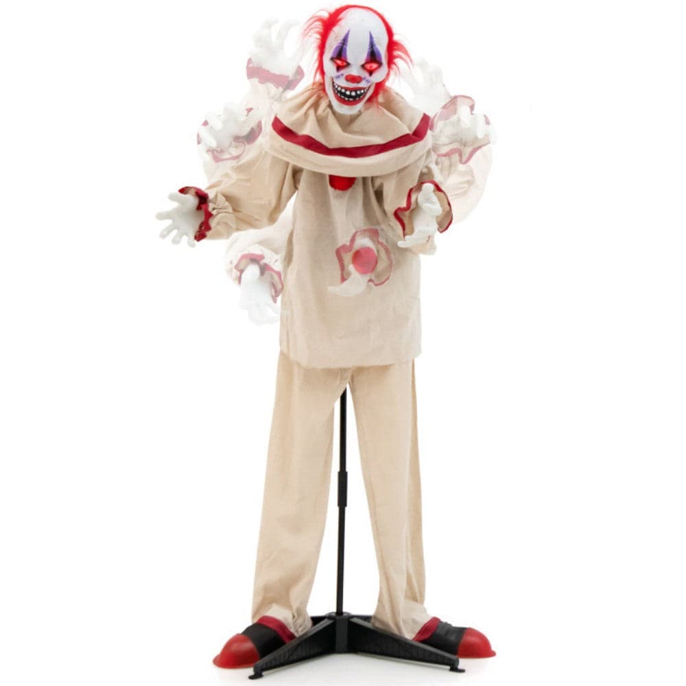 Boyel Living 5ft Motion Activated Scary Animatronic Clown Indoor and Outdoor Halloween Decoration with Red Eyes