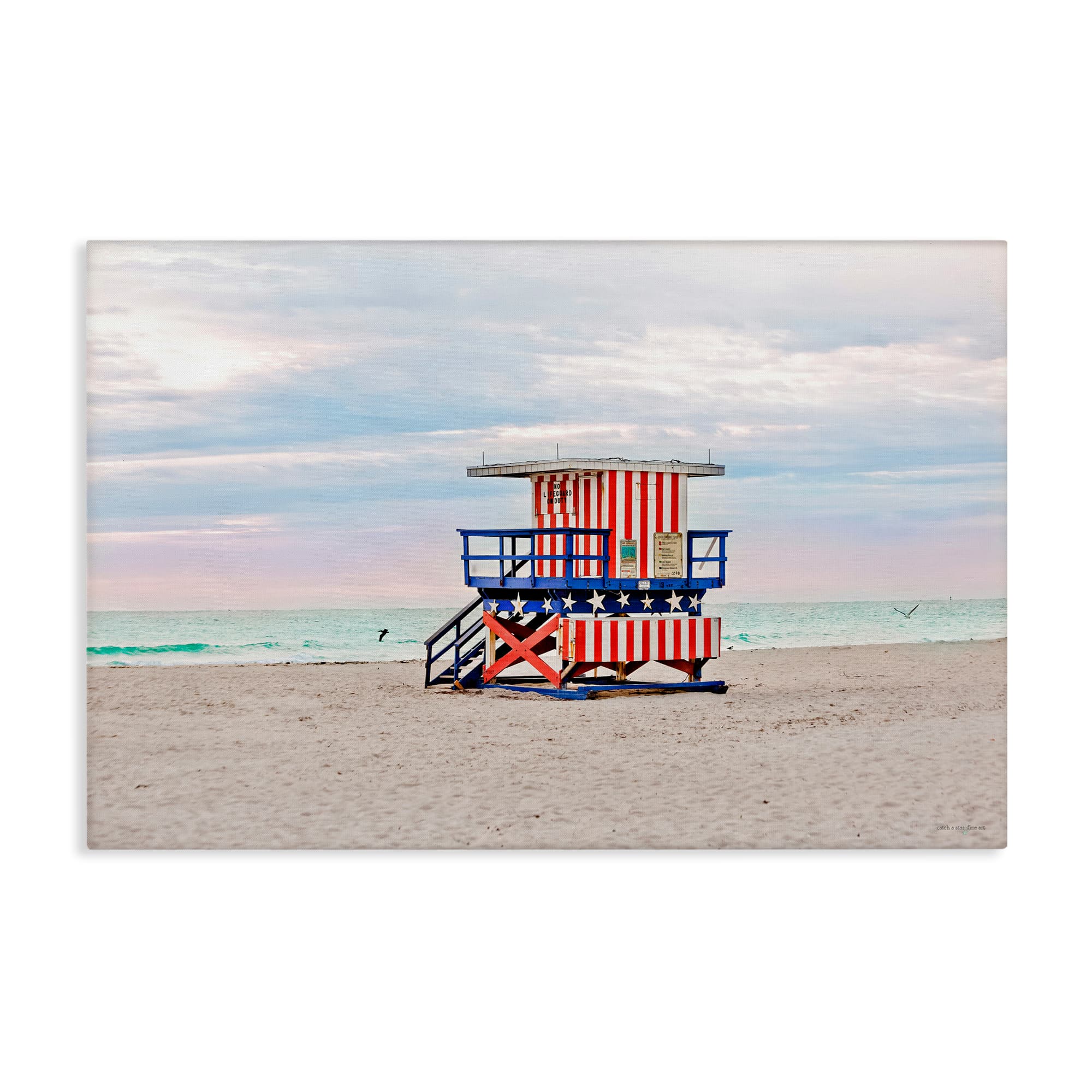 Stupell Industries BT-553-CN-20X30 Patriotic Lifeguard Hut Canvas design by Seven Trees Design