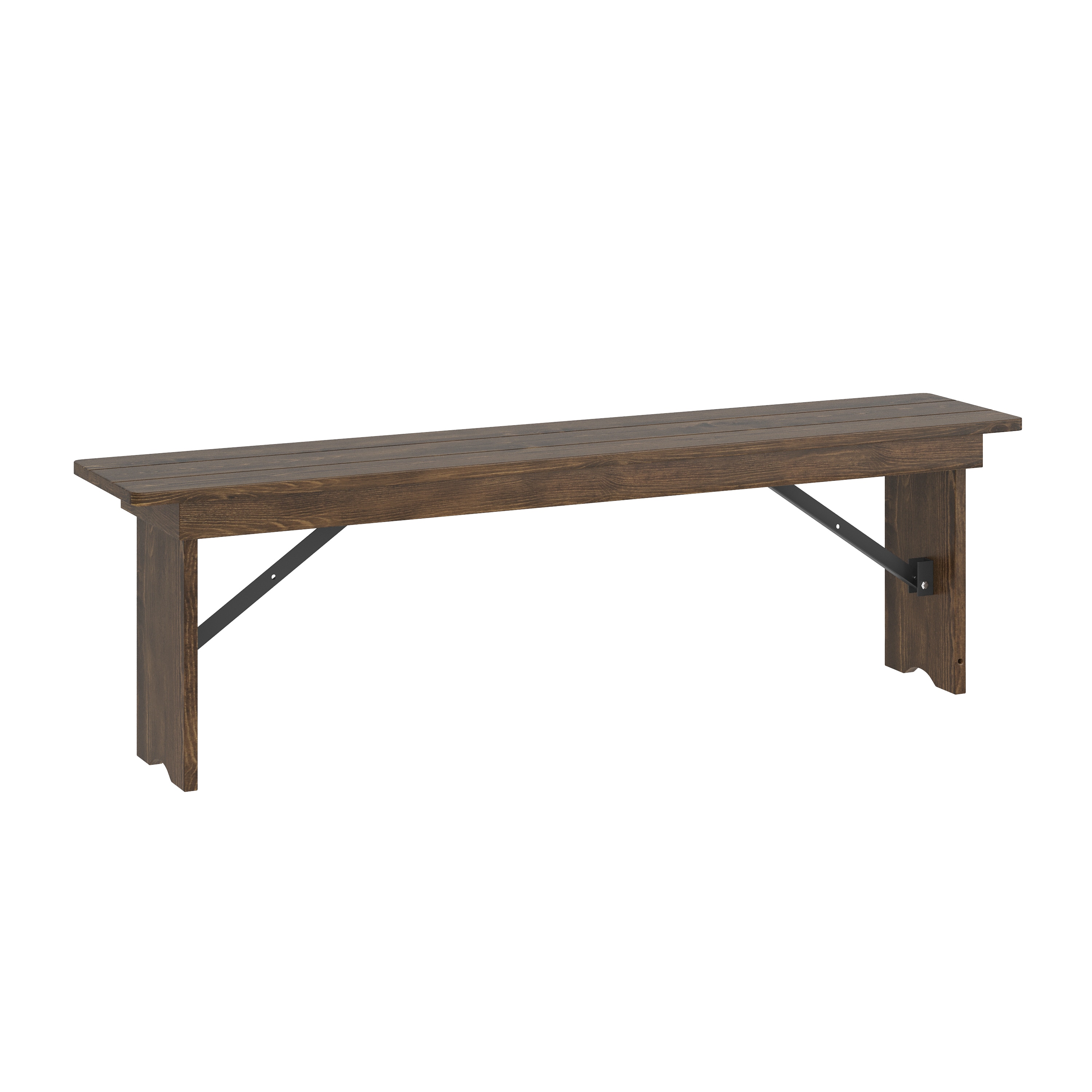 Flash Furniture HERCULES 60-in x 12-in Antique Rustic Commercial Antique Solid Pine Farmhouse Folding Bench with Foldable Locking Legs