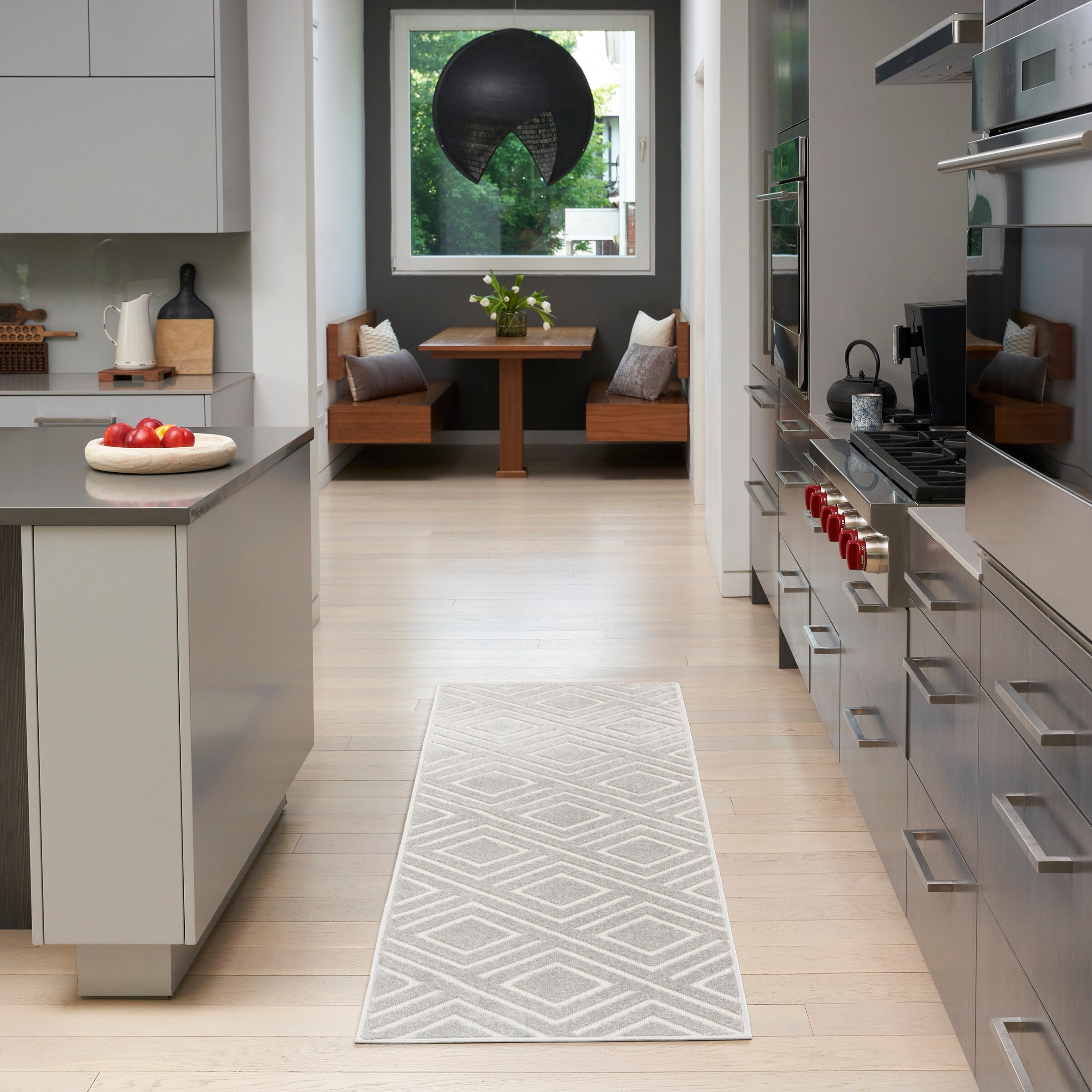Nourison Home 099446984401 Casual 2 x 6 (ft) Polypropylene Light Grey Rectangular Indoor Geometric Runner rug