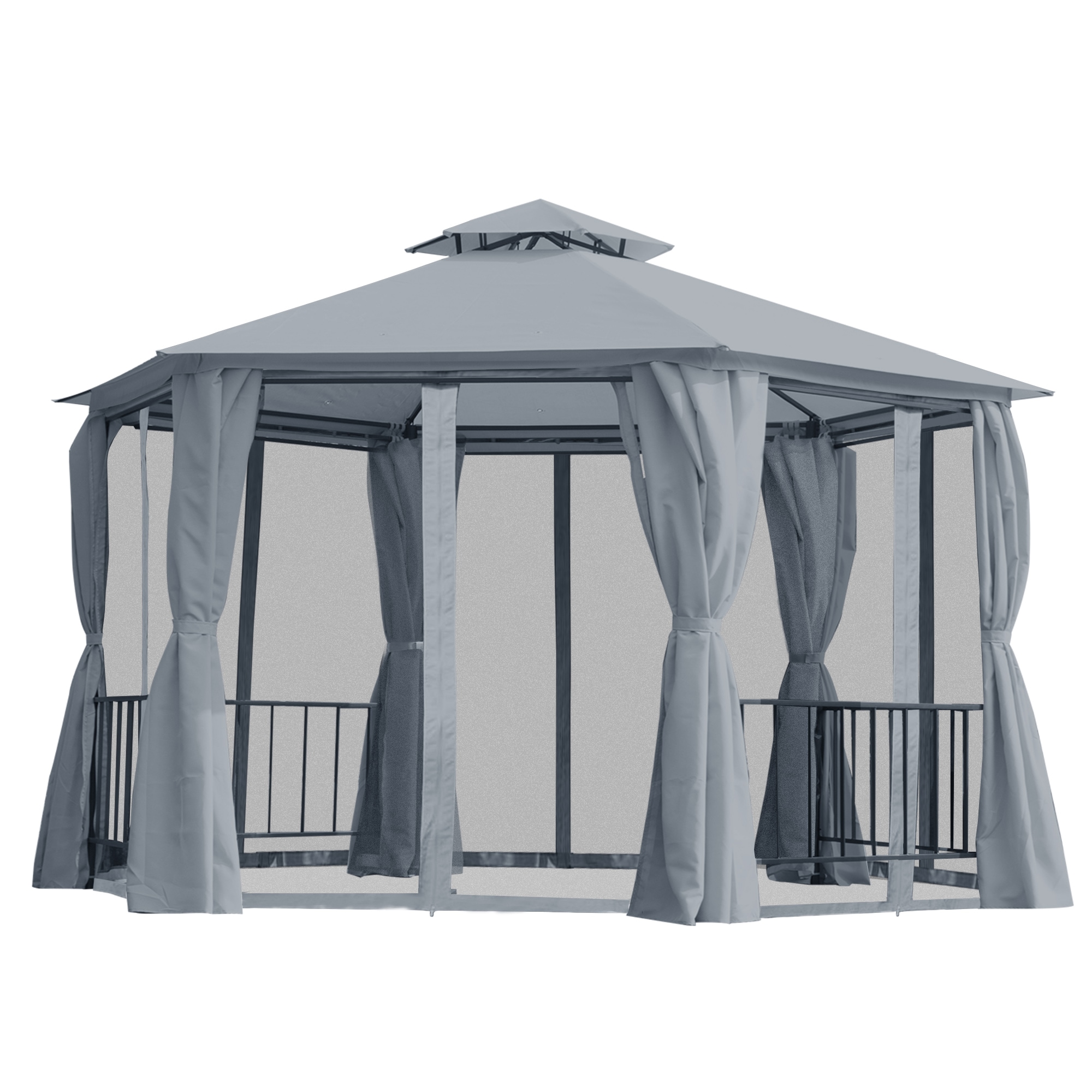Kahomvis AOS-QP109-008 13-ft x 13-ft Gray Hexagon Soft top Roof (Screen Included)