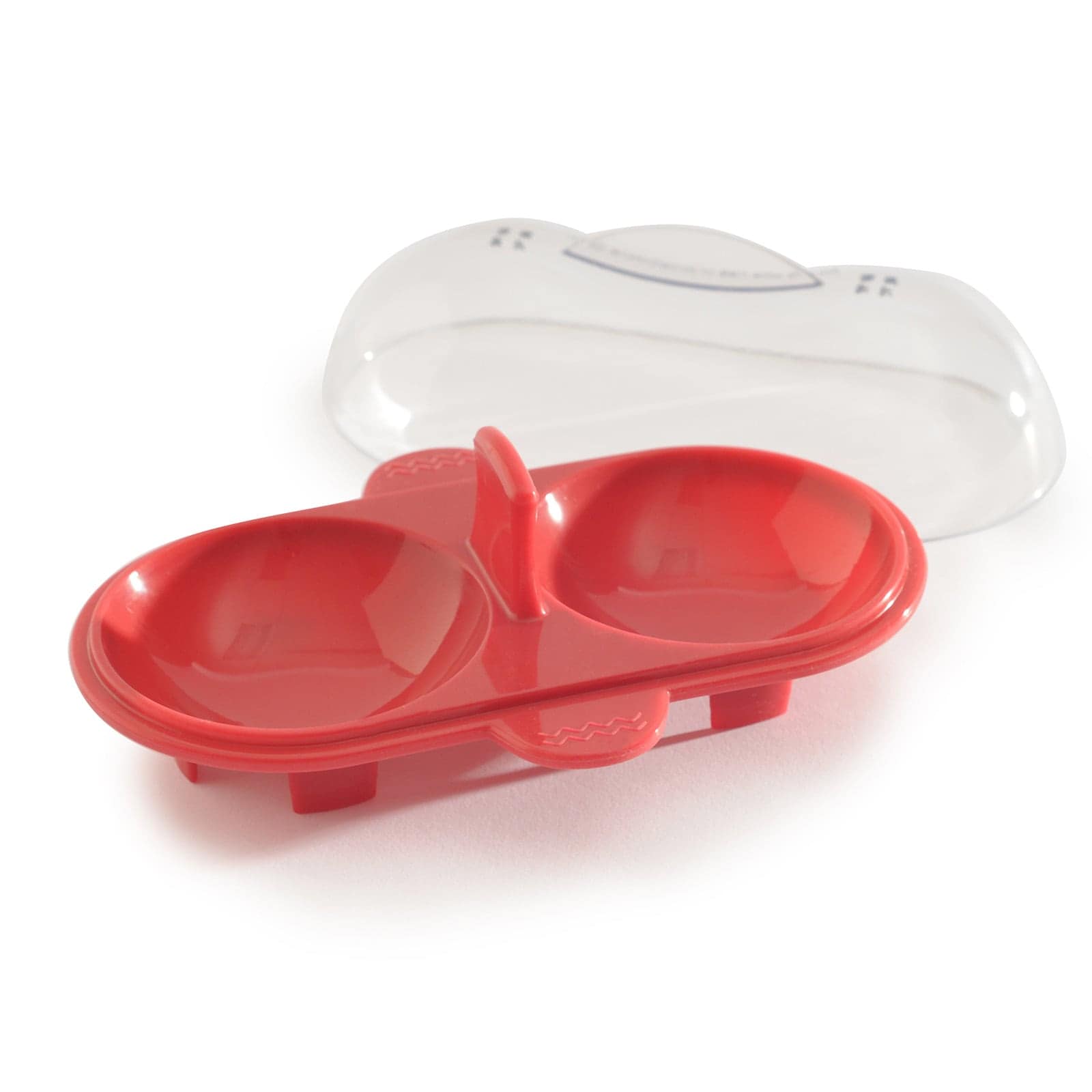 Norpro  Silicone Microwave Double Egg Poacher with Lid Red