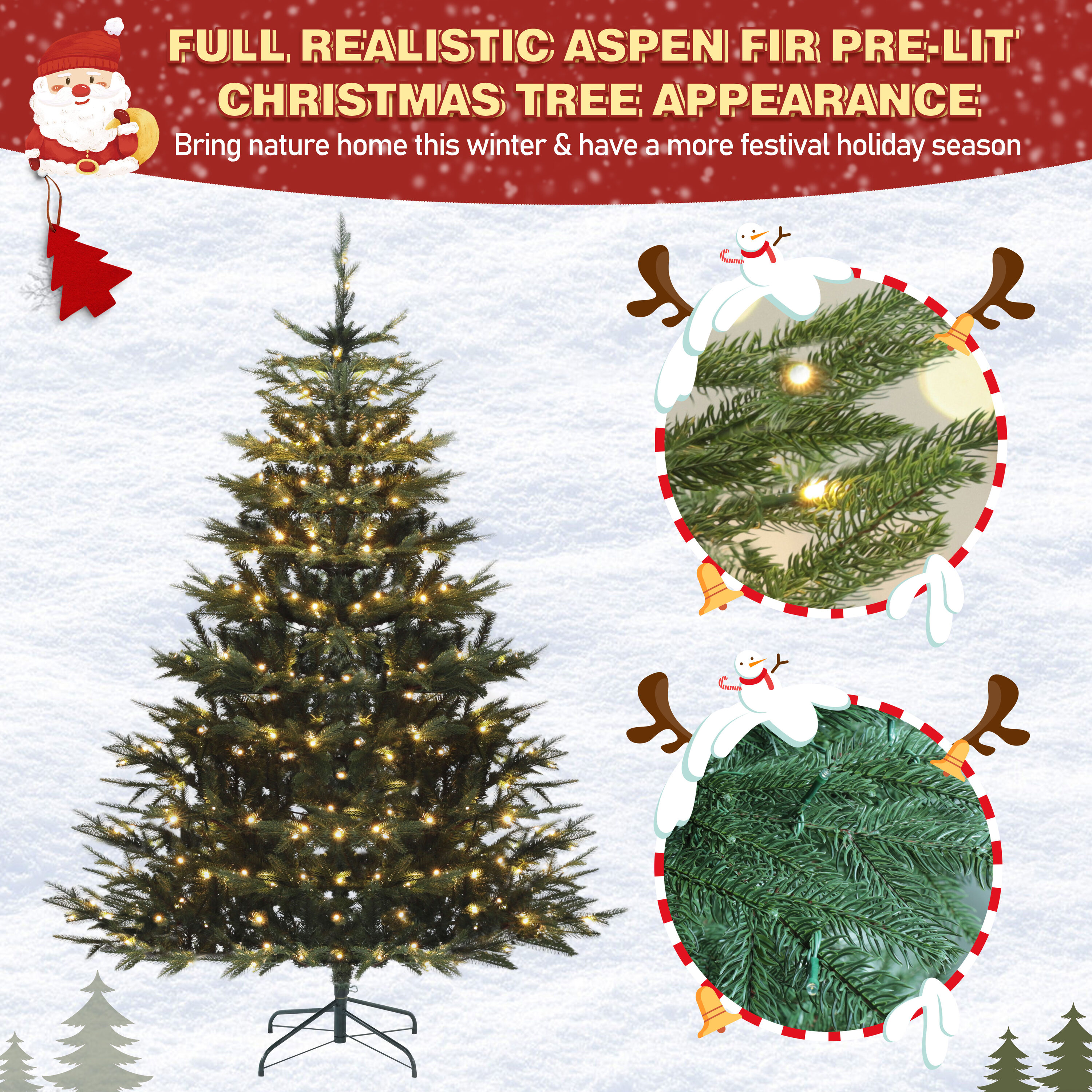 VEIKOUS 6-ft Aspen Fir Pre-lit Artificial Christmas Tree with White LED ...