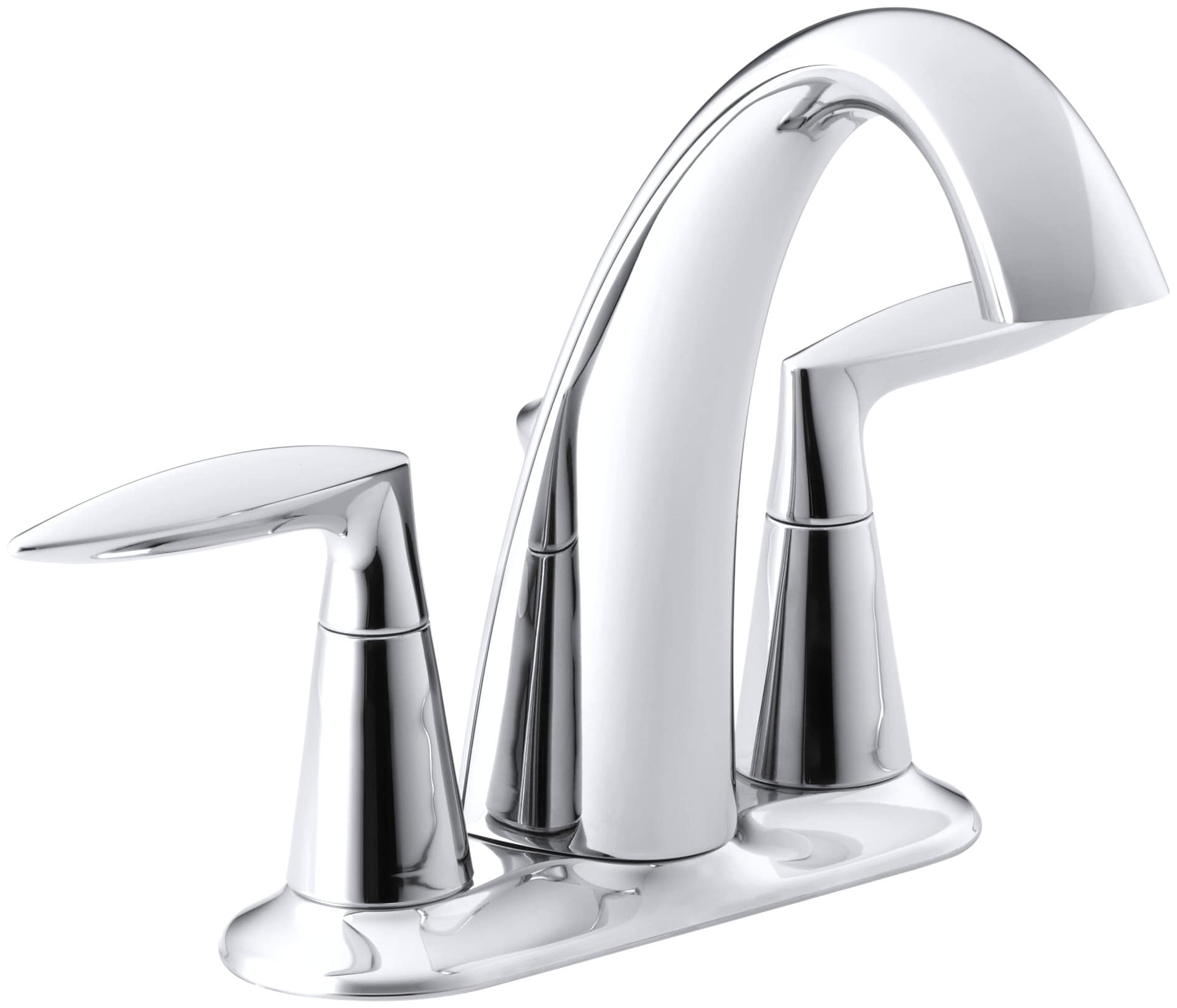 KOHLER Alteo Polished Chrome 2-handle 4-in centerset WaterSense High-arc Bathroom Sink Faucet with Drain