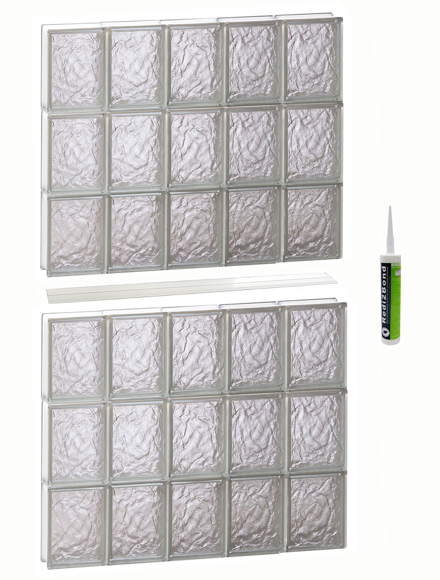 REDI2SET S3048IS Ice Glass 28-3/4-in x 46-1/2-in Frameless Replacement Glass Block Window