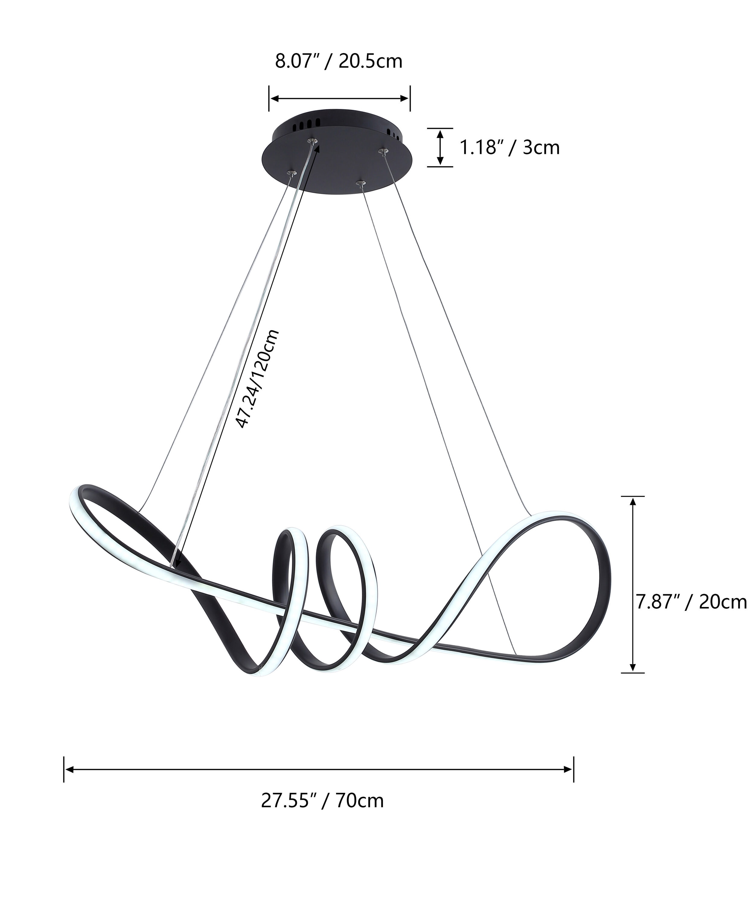Modern Black and White LED Pendant Light Fixture
