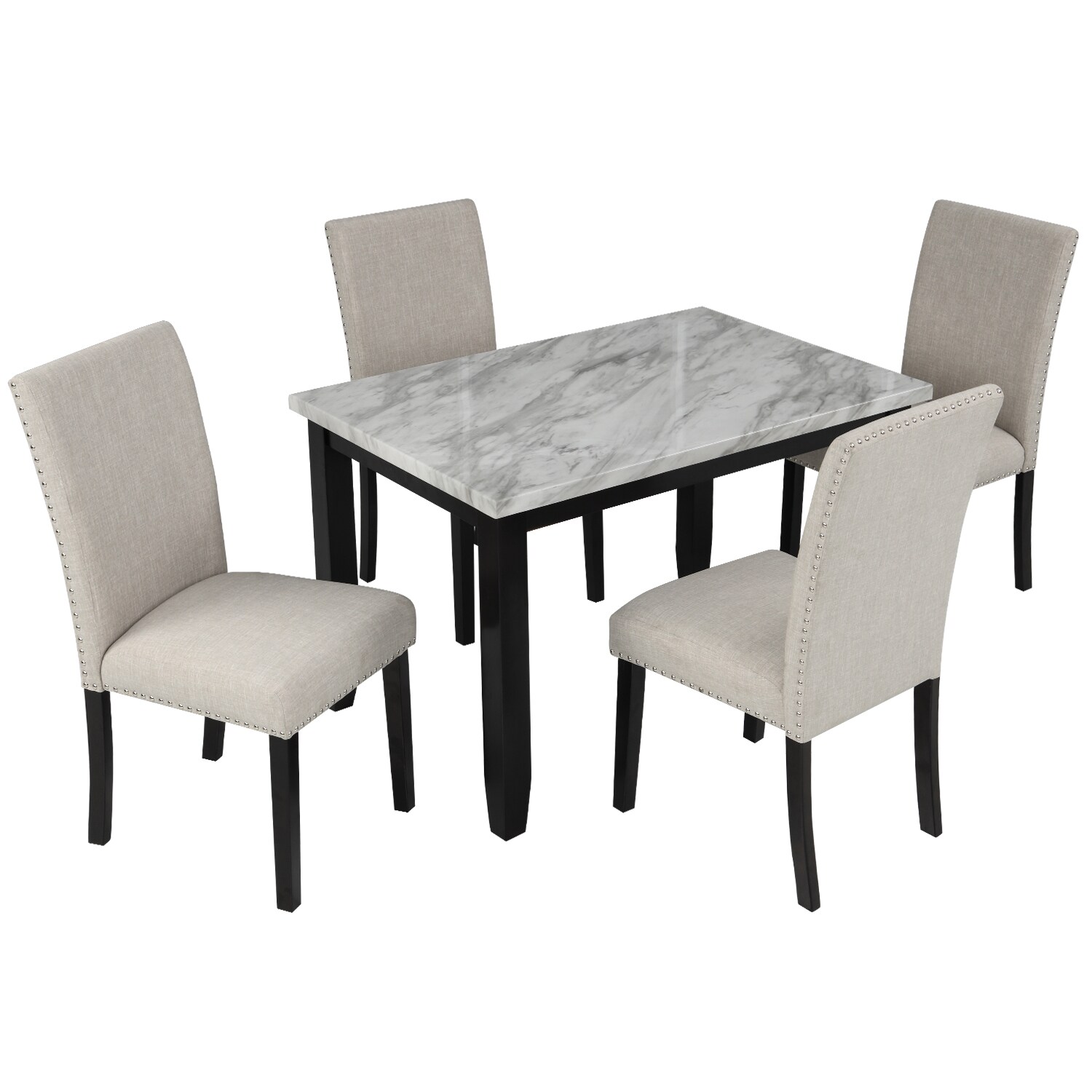 5-piece Beige Dining Table Set with Storage Dining & Kitchen Furniture ...