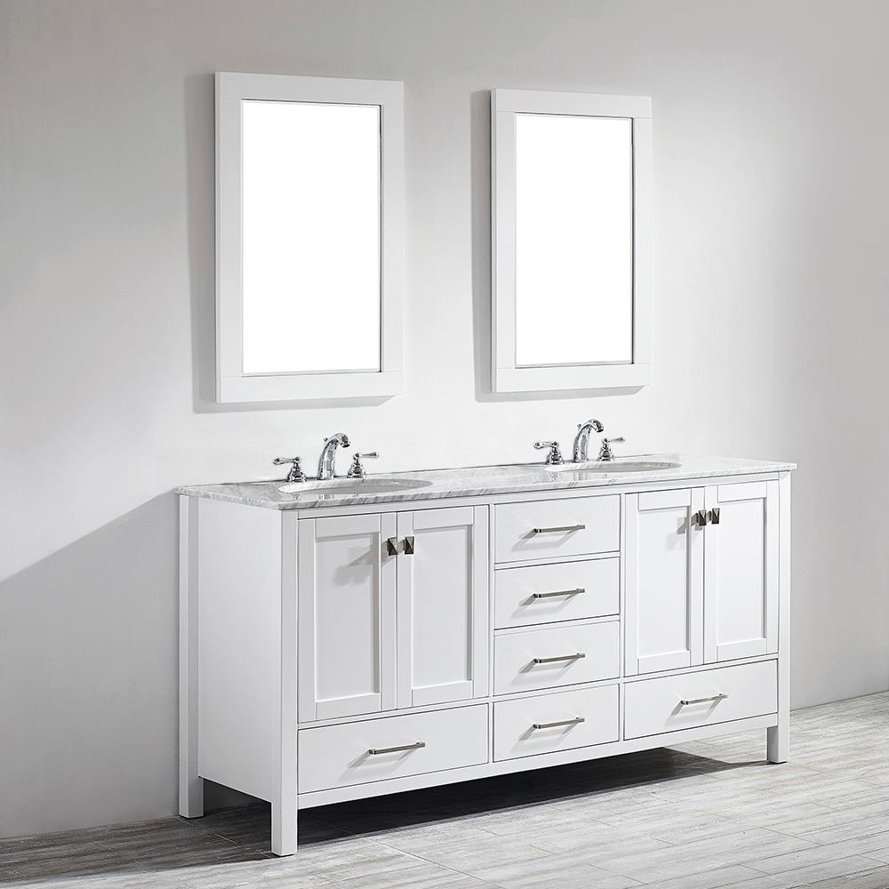Vinnova Gela 72-in White Undermount Double Sink Bathroom Vanity with ...