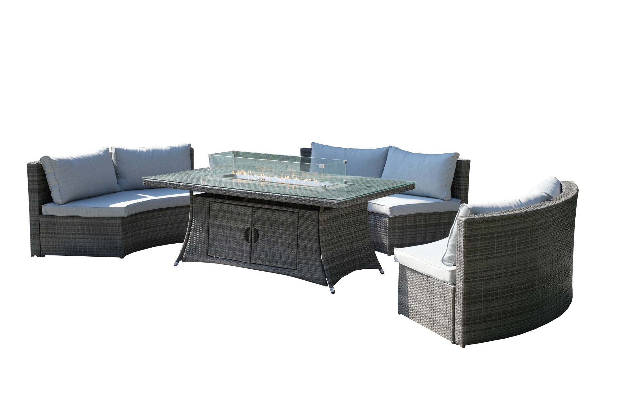 Direct Wicker DWG-1205B1106R-GR 4 -Piece Wicker Patio Conversation Set with Gray Cushions