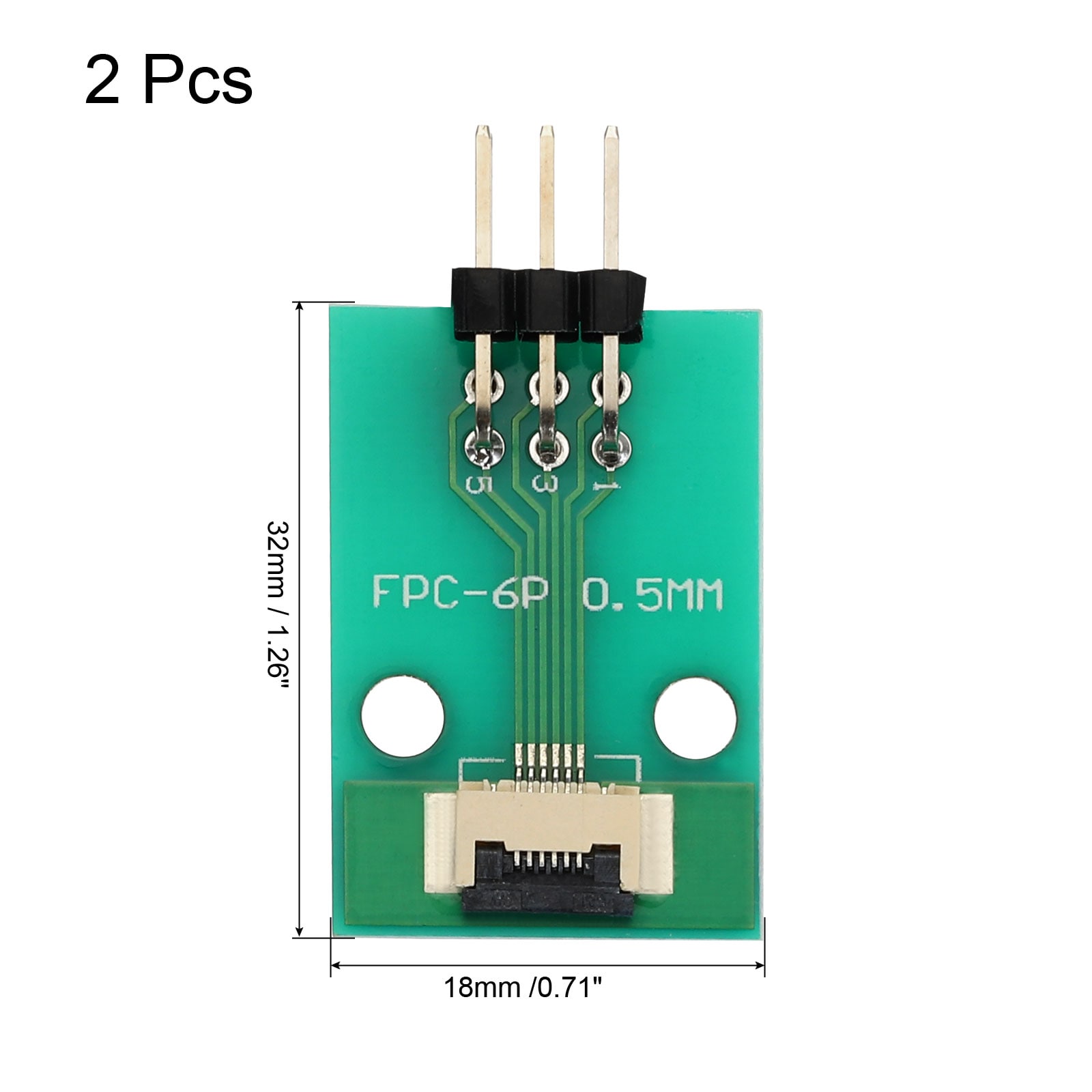 Unique Bargains 2pcs FFC FPC Connector Board 6 Pin 0.5mm Socket to 2 ...