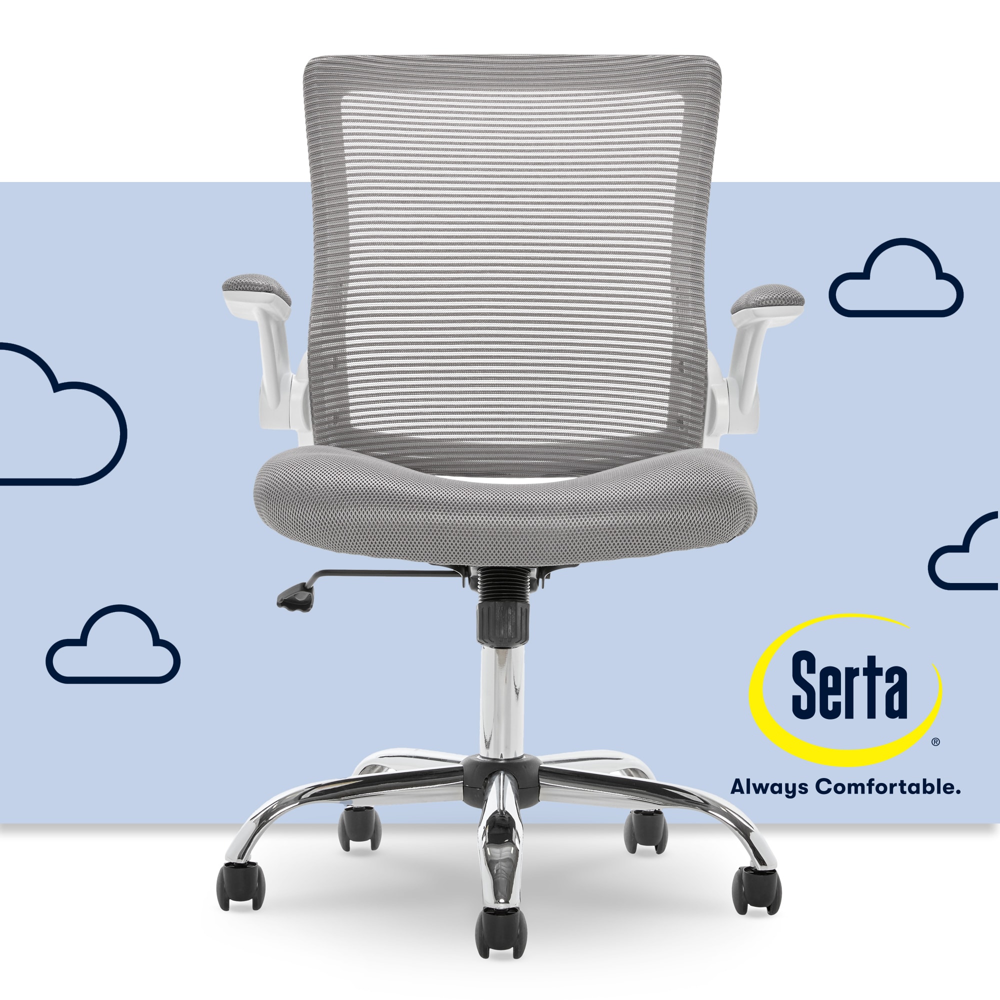 Modern Gray Mesh Ergonomic Office Chair with Adjustable Arms