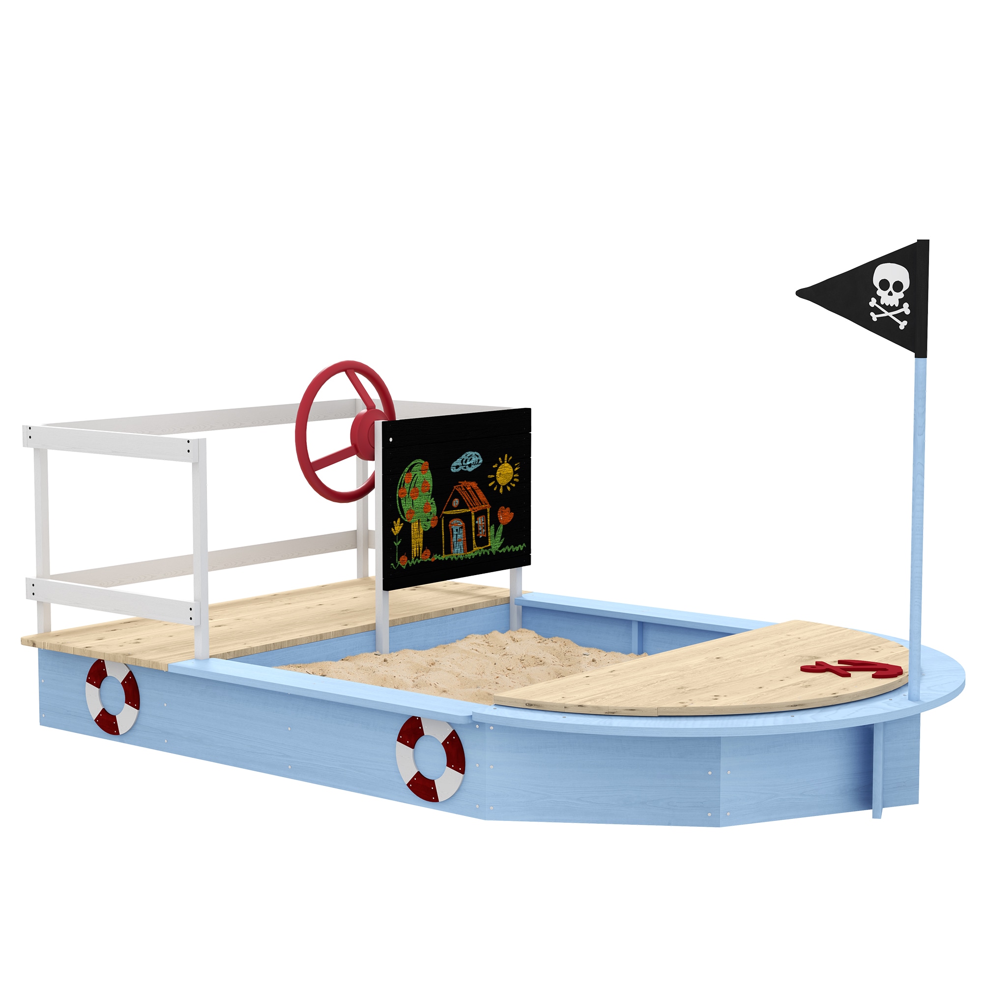 Runesay 68-Inches x 44-Inches Blue Irregular Wood Sandbox #CY20