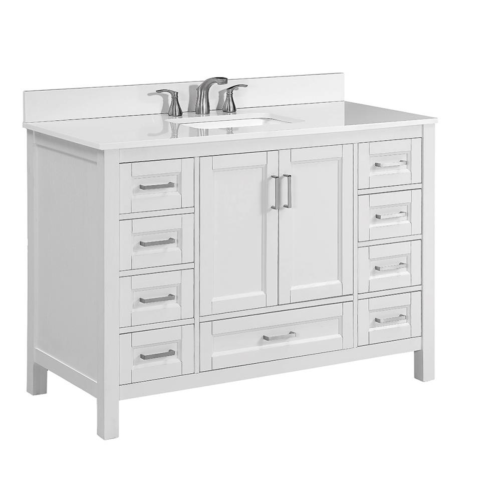 Durham 48-in White Oak Single Sink Bathroom Vanity with Terrazzo Engineered Stone Top