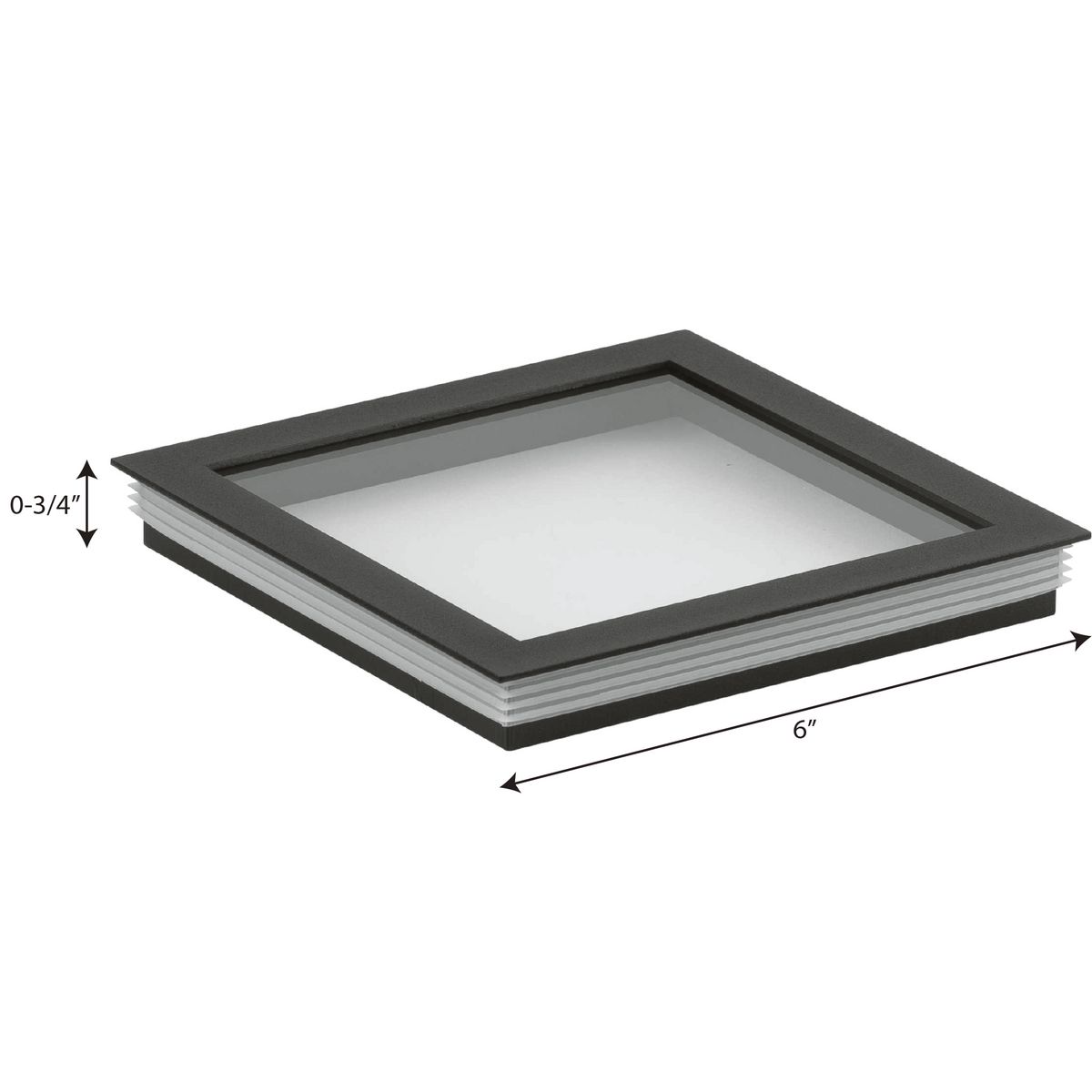 Black Square Glass Cylinder Lens Cover, 6 Inch