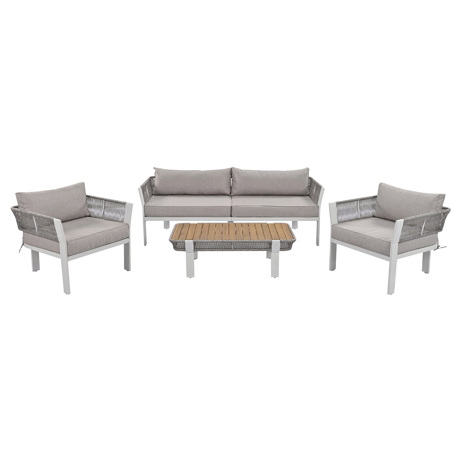 Bybafun YA3800045 4-Piece Woven Patio Conversation Set with Brown Cushions