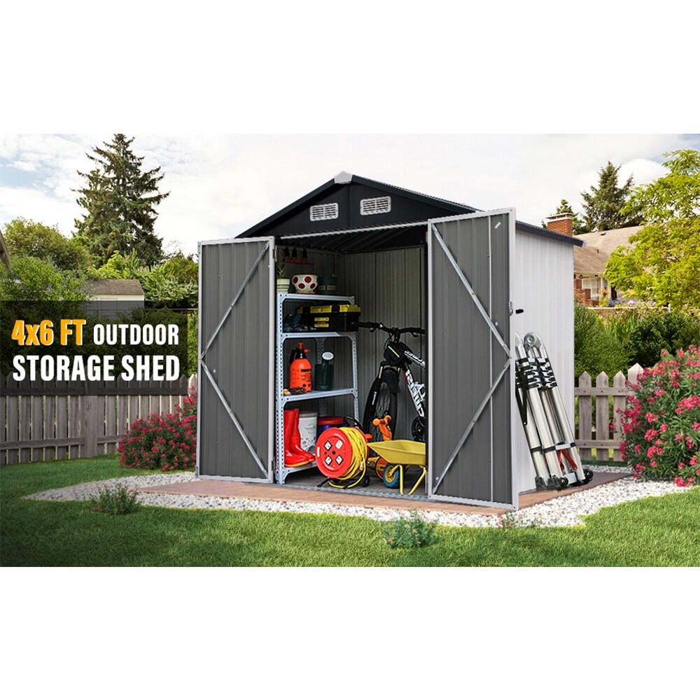 Sunrinx 6-ft x 4-ft Galvanized Steel Storage Shed at Lowes.com