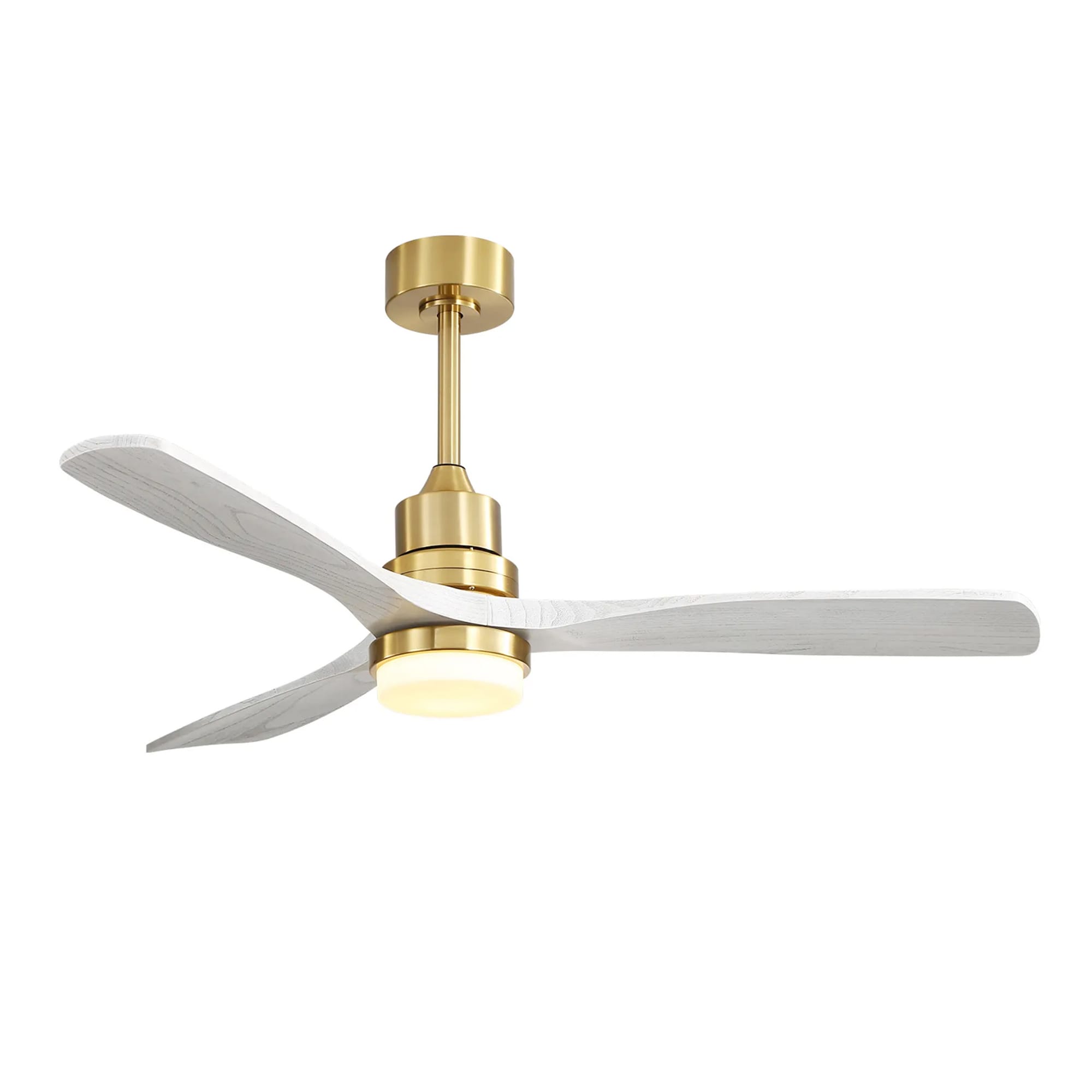 SINOFURN SYB570120CM 52-in Color-Changing Integrated LED Outdoor Gold with Wood Blades Ceiling Fan With Light - Remote Included ( 3 -Blade )