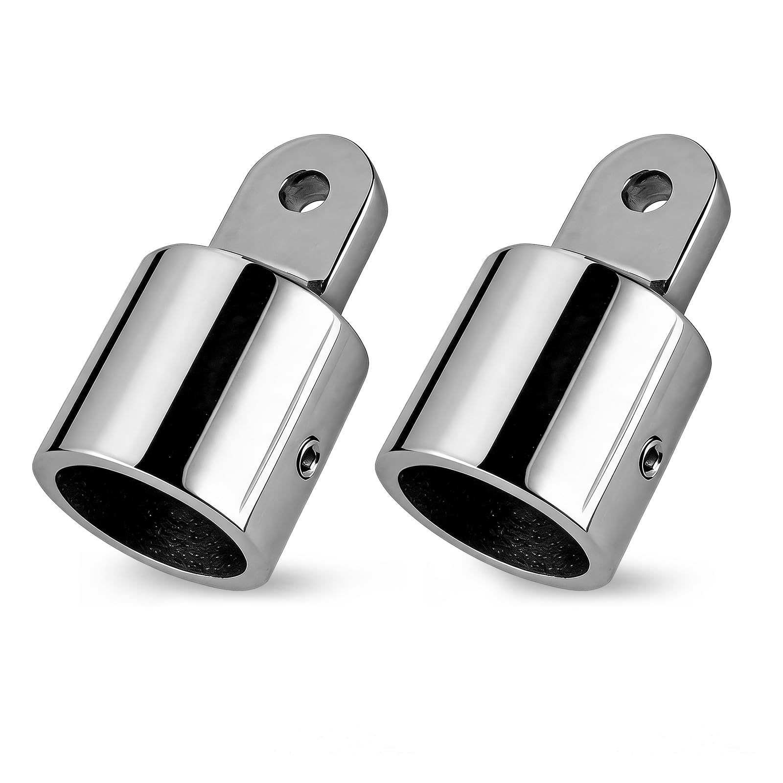 Justincity  Stainless Steel Marine Hardware Bimini Top Cap External Eye End Fits Seven Eighths Inch OD Round Tubing Set of Two