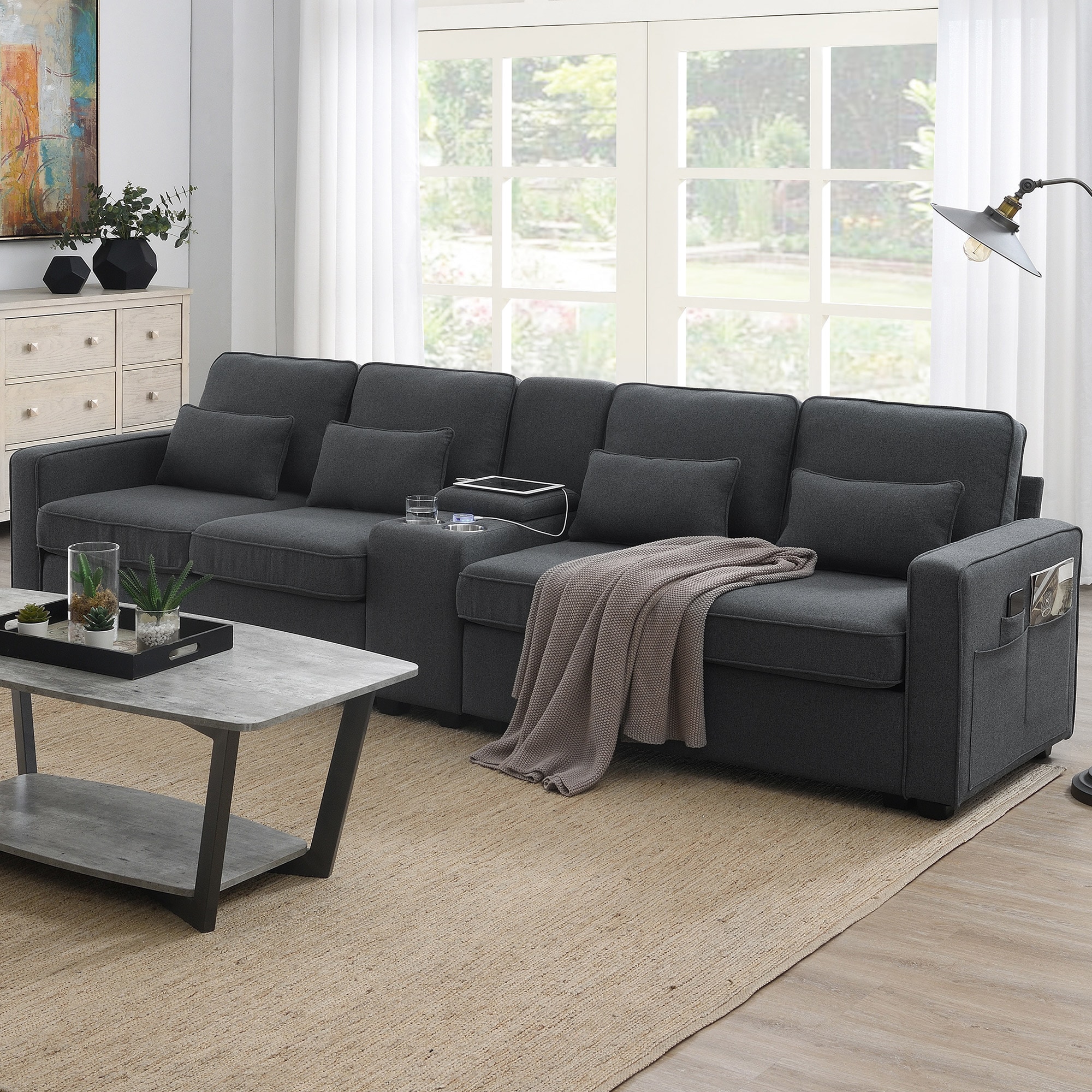 JIMSMAISON JMGTSO02DG 114.2-in Modern DARK GREY Sofa