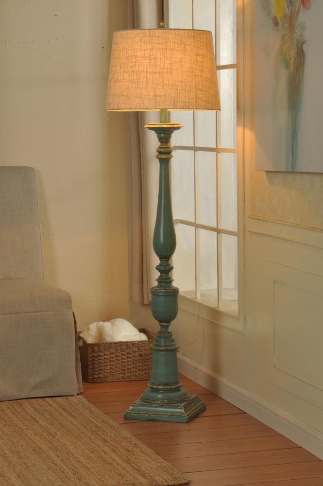 Stylecraft Home Collection Avignon Blue, Mackinaw Cream Floor Lamp