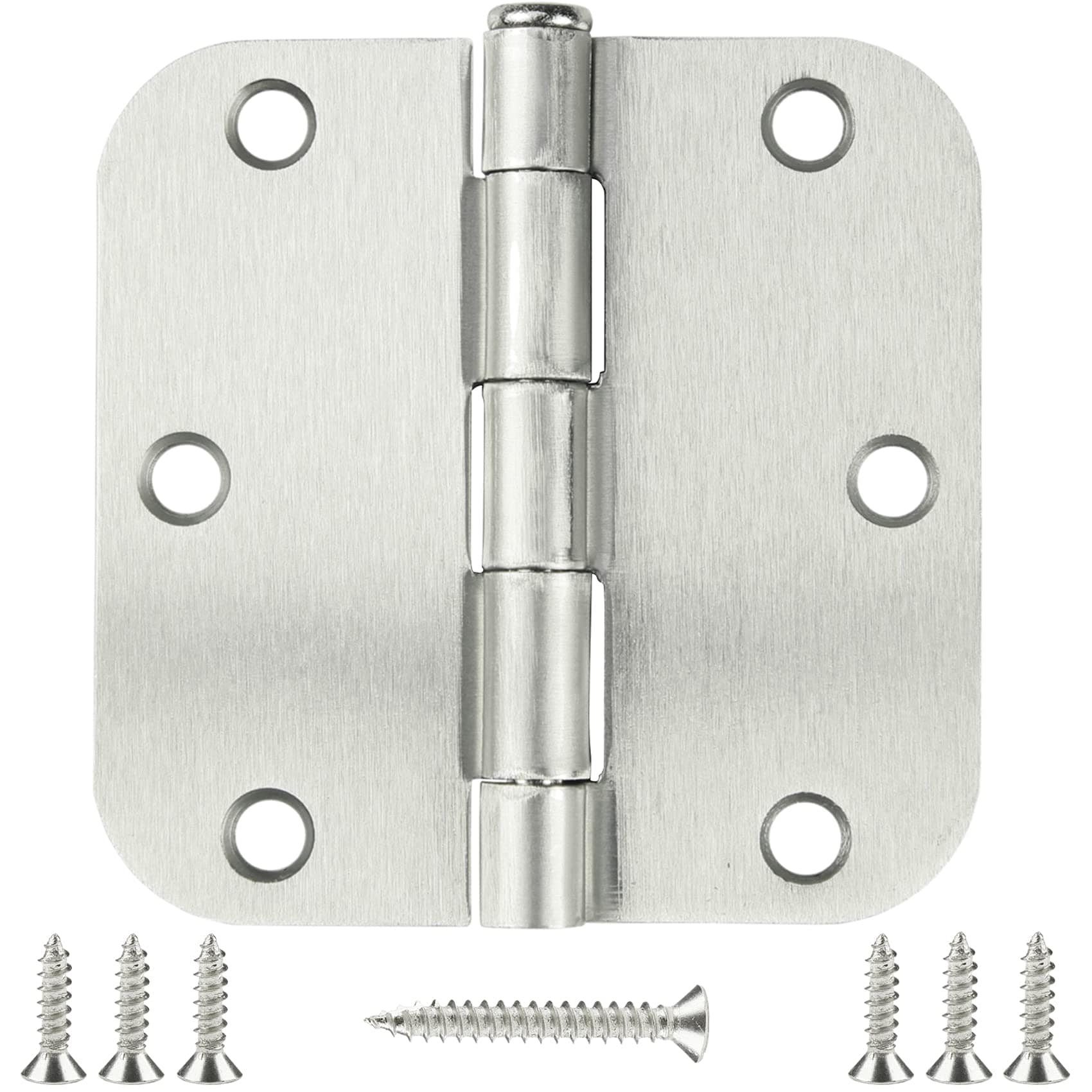 Oyezvary  12 Pack Nickel Door Hinges Brushed Nickel 3 and a half by 3 and a half Inch Interior Door Hinges Satin Nickel Rounded Radius Standard