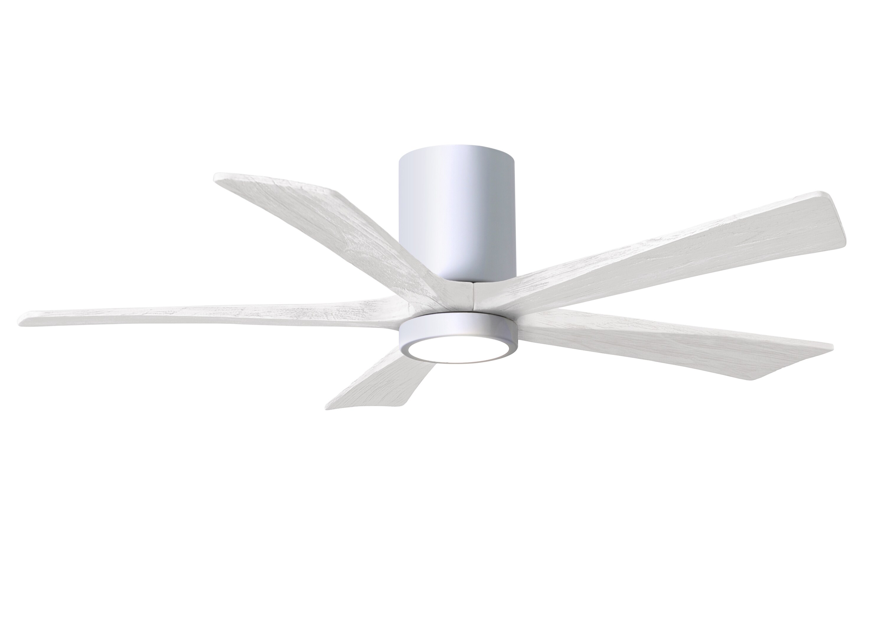 Matthews Fan Company IR5HLK-WH-MWH-52 Irene-5HLK 52-in Color-Changing Integrated LED Outdoor Flush Mount Gloss White with Matte White Blades Ceiling Fan With Light - Remote Included ( 5 -Blade )